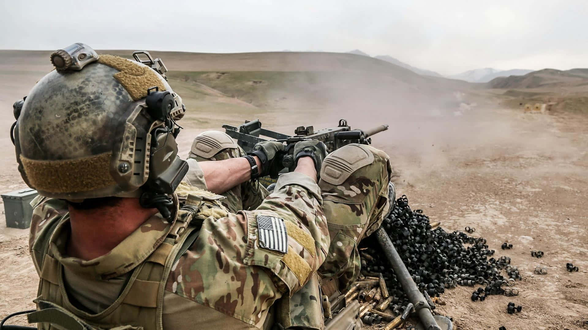 Special Forces, camouflage, heavy machine gun, Full HD Desktop Wallpaper