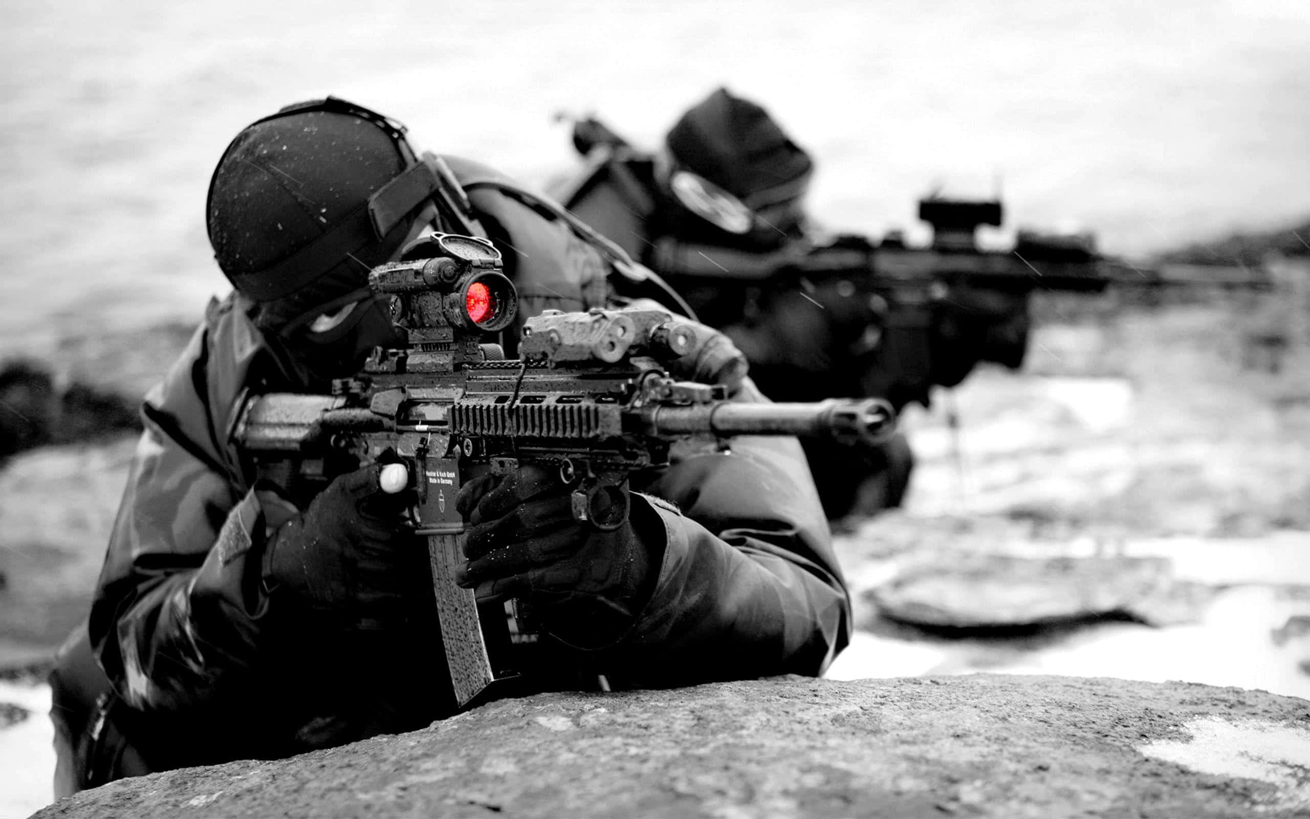Special Forces, winter gear, rocks, 2K Desktop Wallpaper