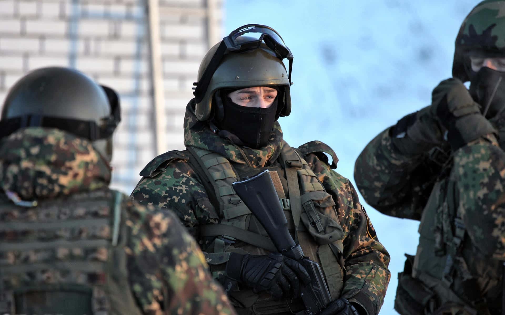 Special Forces, camouflage gear, helmets, Full HD Desktop Wallpaper