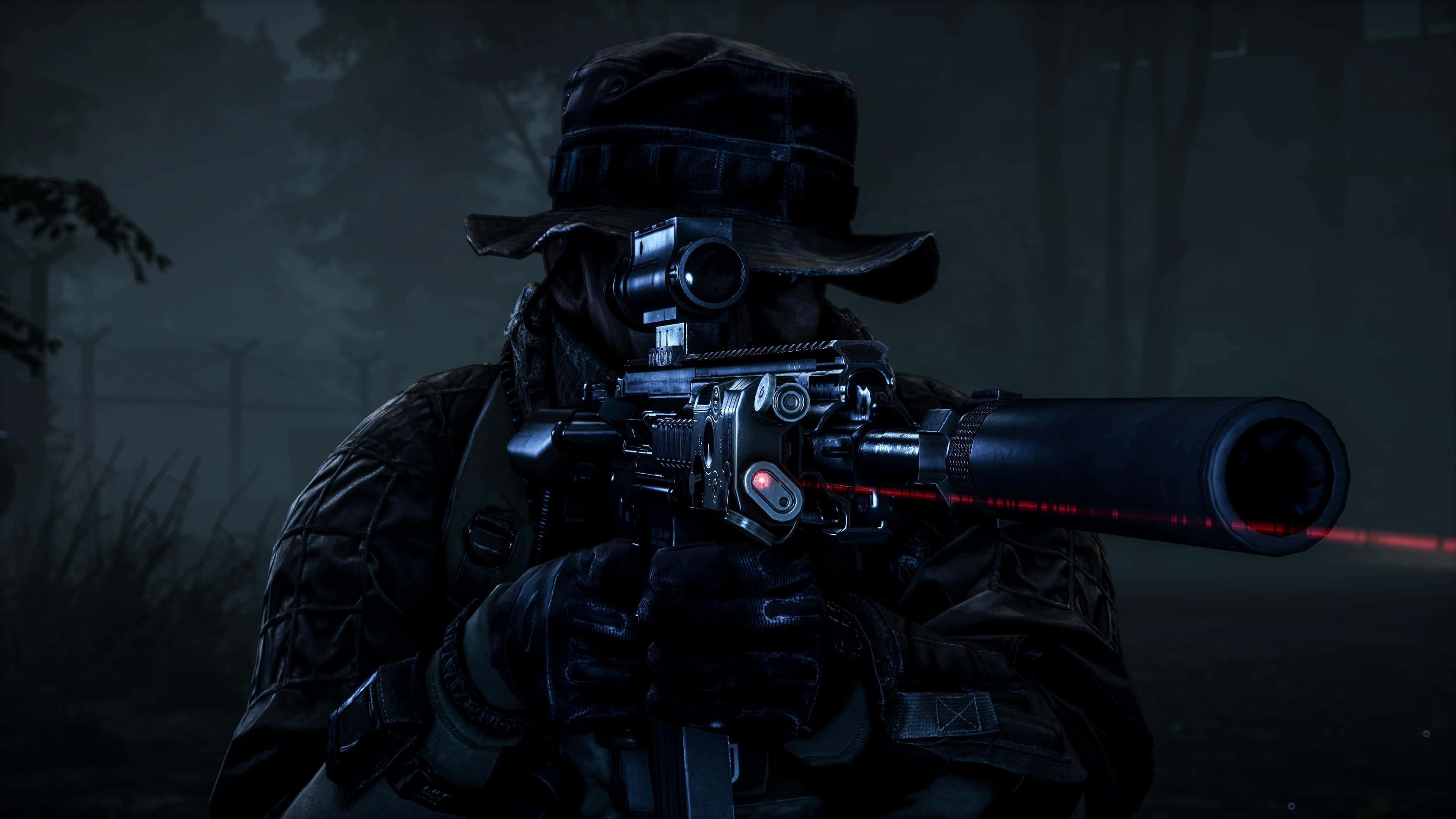 Special Forces, rifle, red laser sight, 4K Desktop Wallpaper