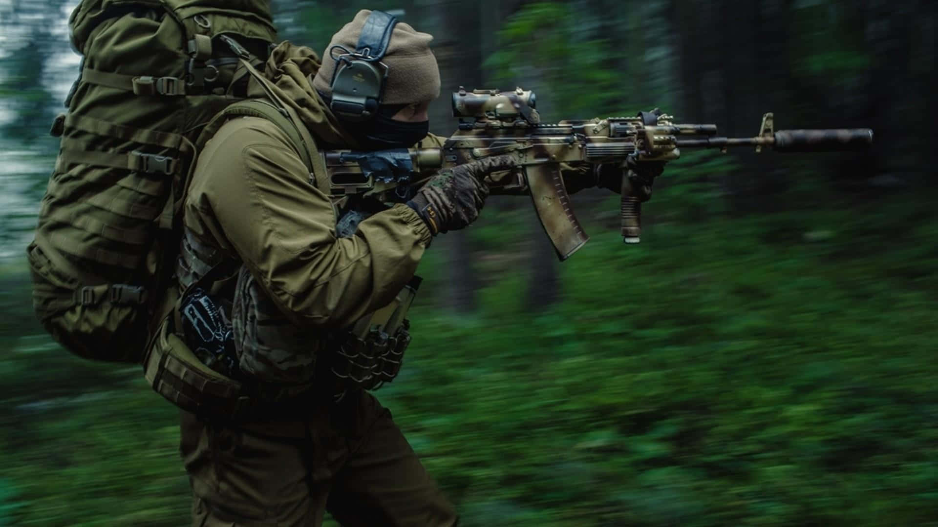 Special Forces, camouflage gear, rifle, Full HD Desktop Wallpaper
