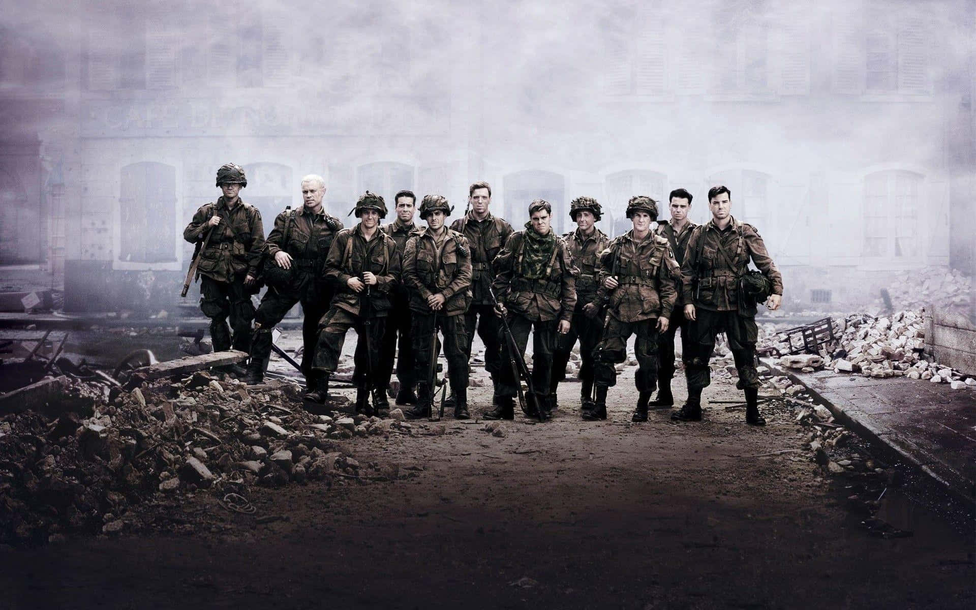soldiers, camouflage gear, war-torn urban ruin, Full HD Desktop Wallpaper