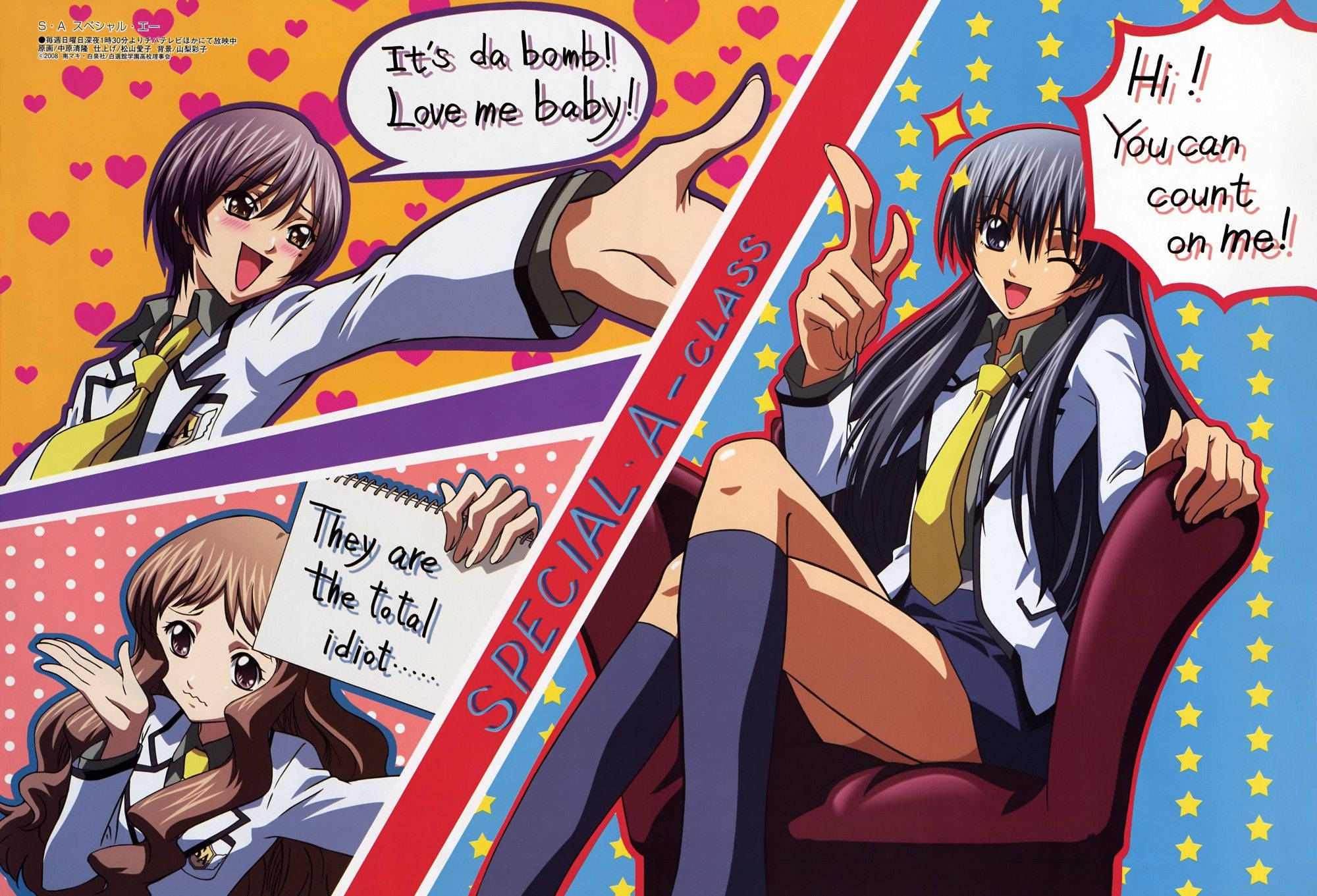 Vibrant Special A Collage, anime girls, school uniforms, Full HD Desktop Wallpaper