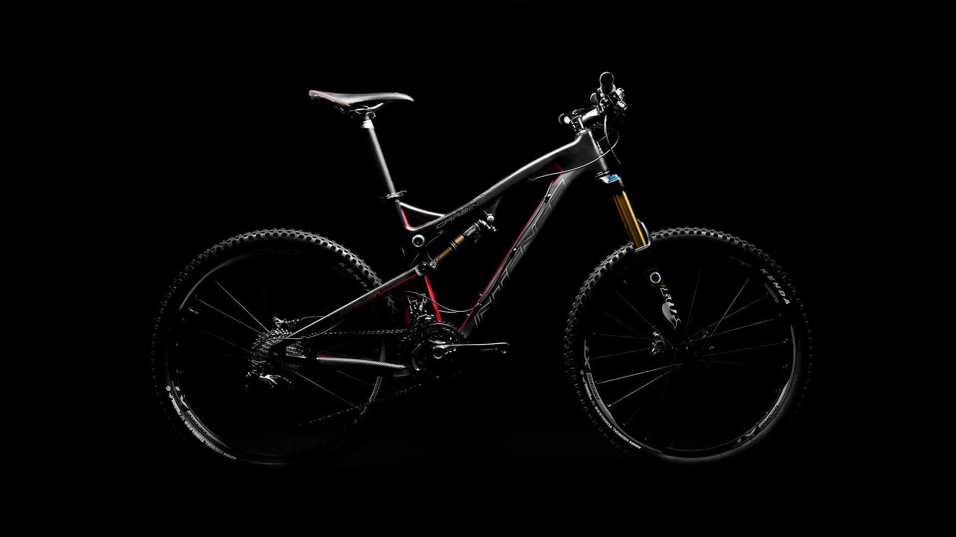 Specialized Mountain Bike, sleek black, gold front fork, Full HD Desktop Wallpaper