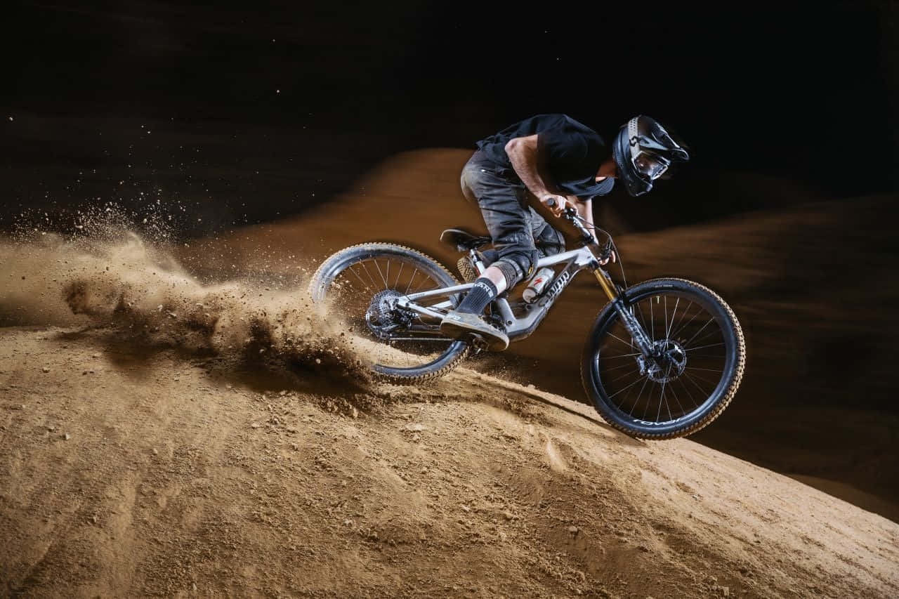 Specialized mountain bike, dirt track, dust, HD Desktop Wallpaper