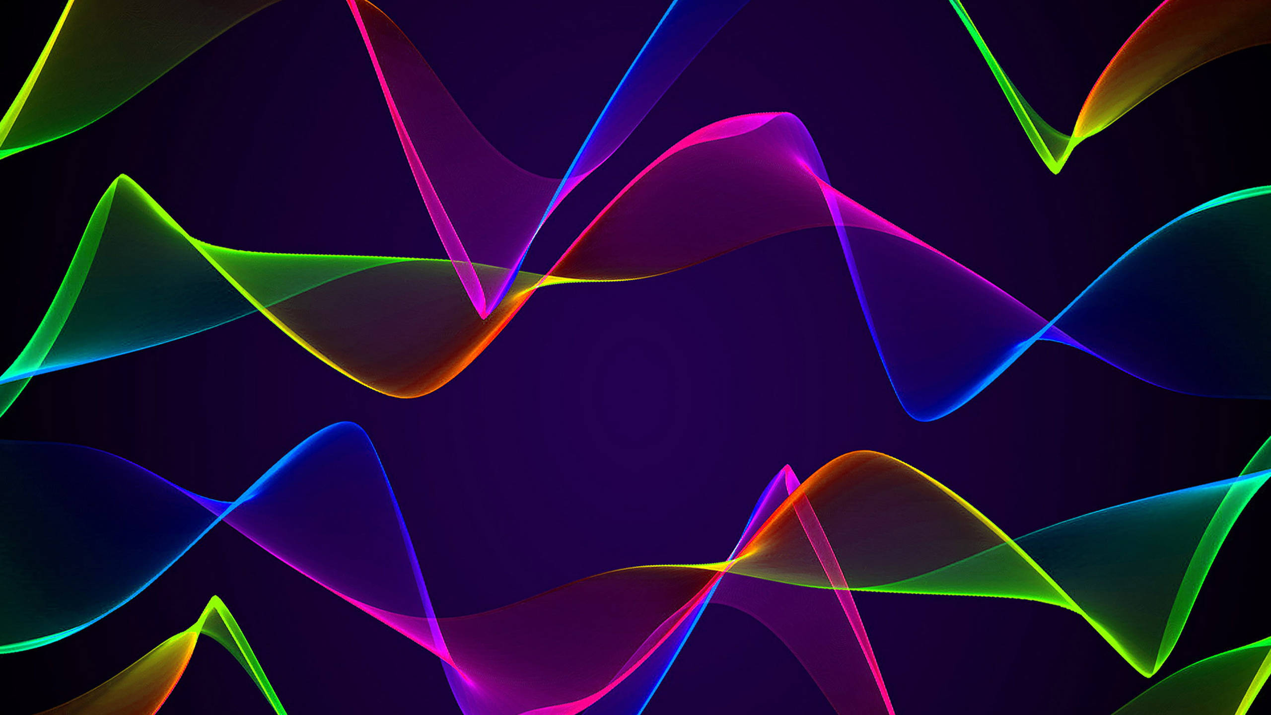 digital spectrum, neon ribbons, graceful waves, 2K Desktop Wallpaper
