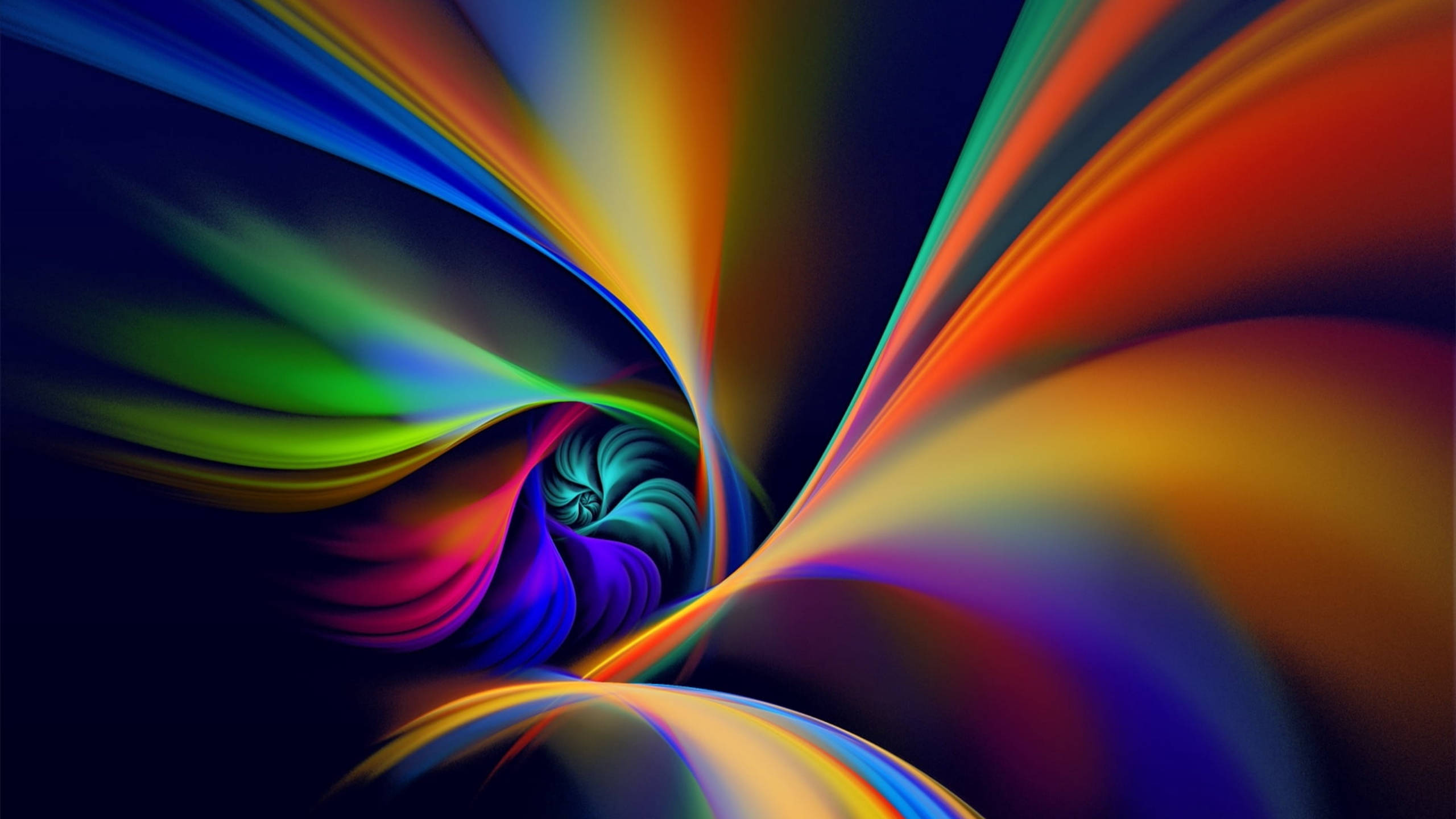 Spectrum, rainbow-colored ribbons, fractal vortex, 2K Desktop Wallpaper