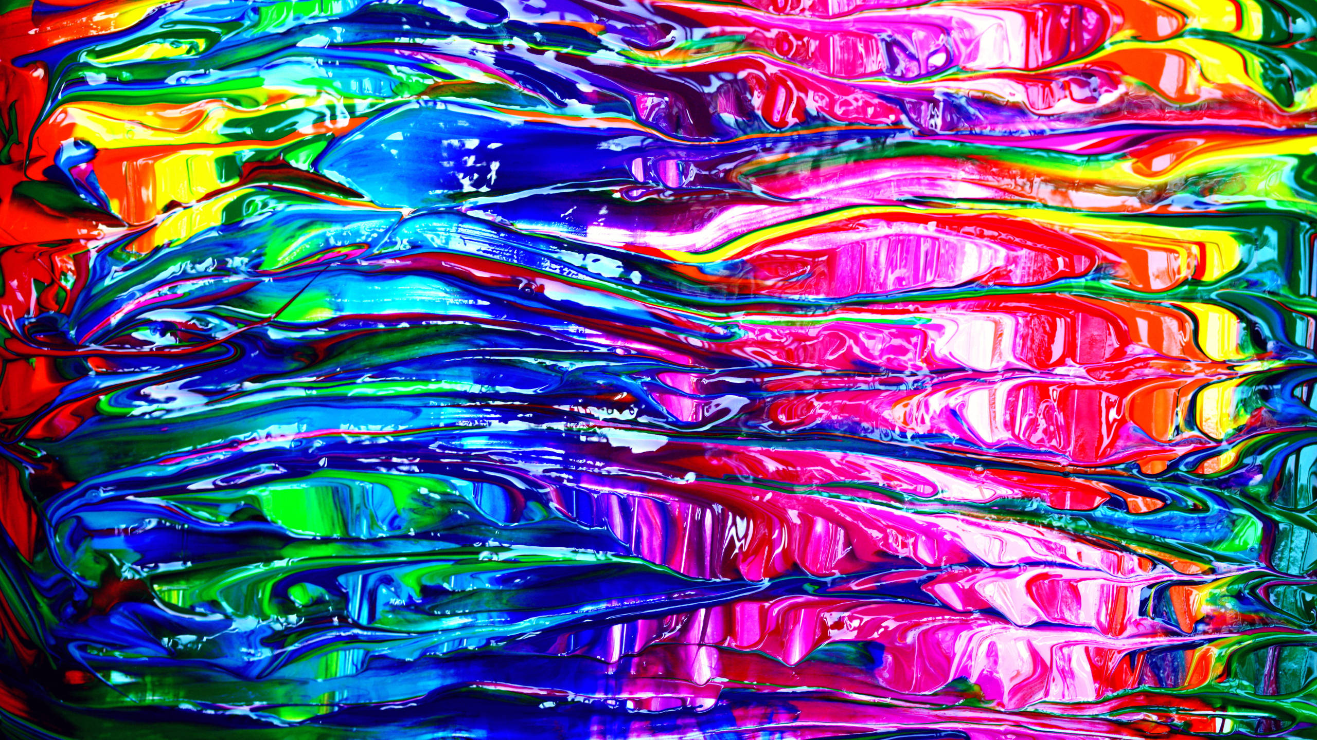 Spectrum, liquid paint, rainbow, 2K Desktop Wallpaper