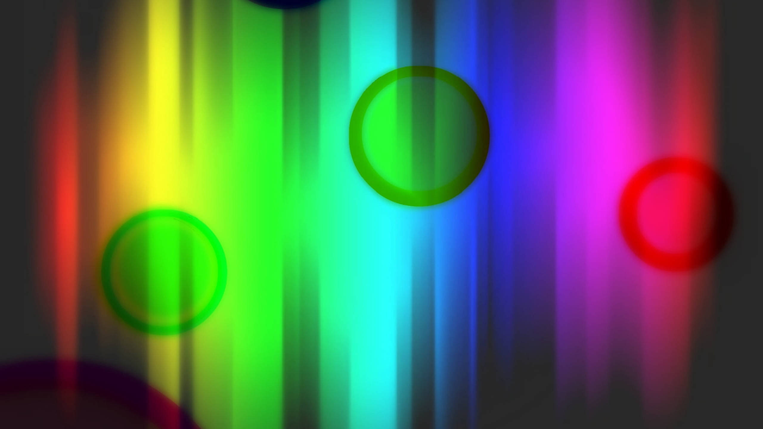 radiant spectrum of colors in nature, vibrant vertical rainbow light streaks, glowing green and red circles, 2K Desktop Wallpaper