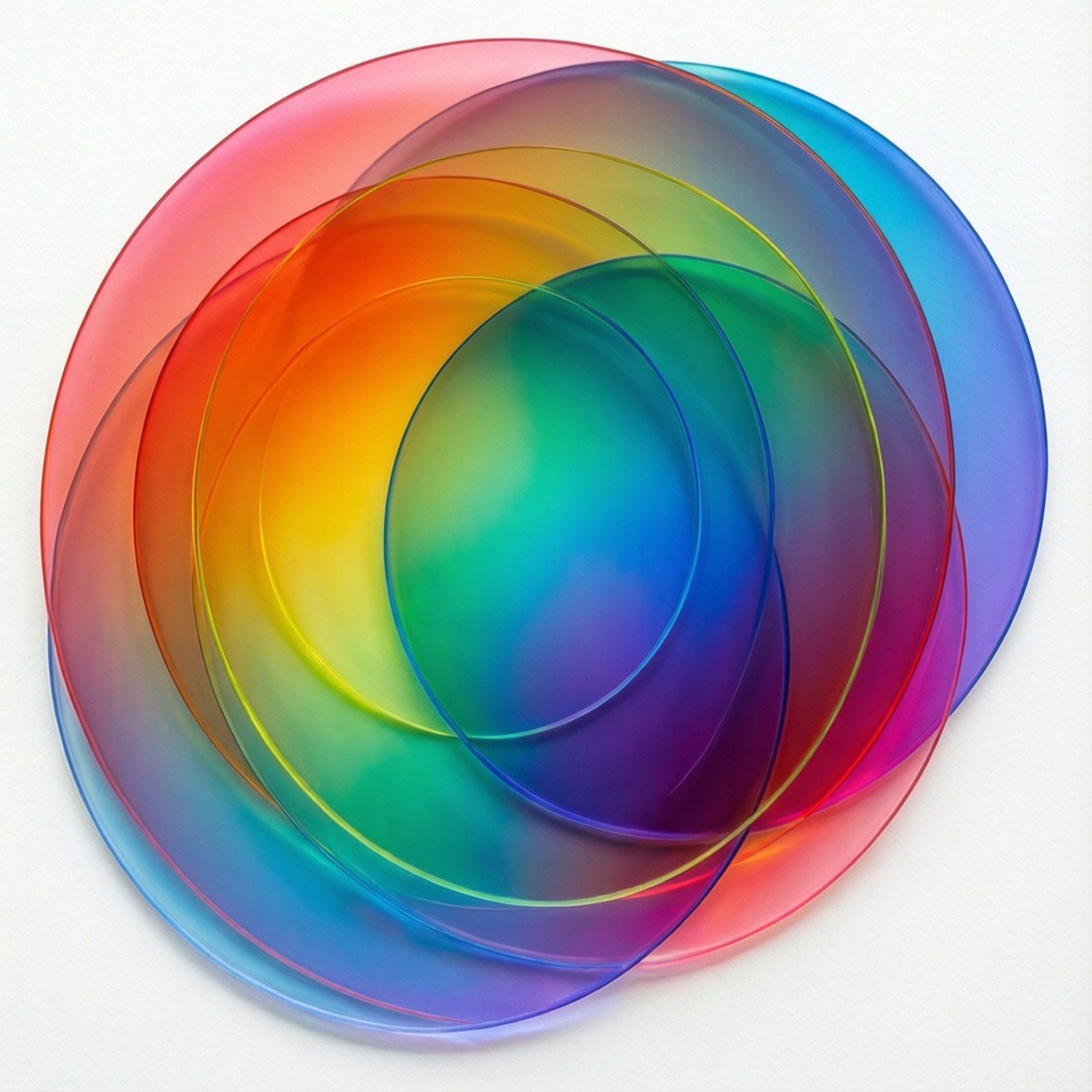 Spectrum, overlapping translucent circular discs, full rainbow gradient, HD Desktop Wallpaper