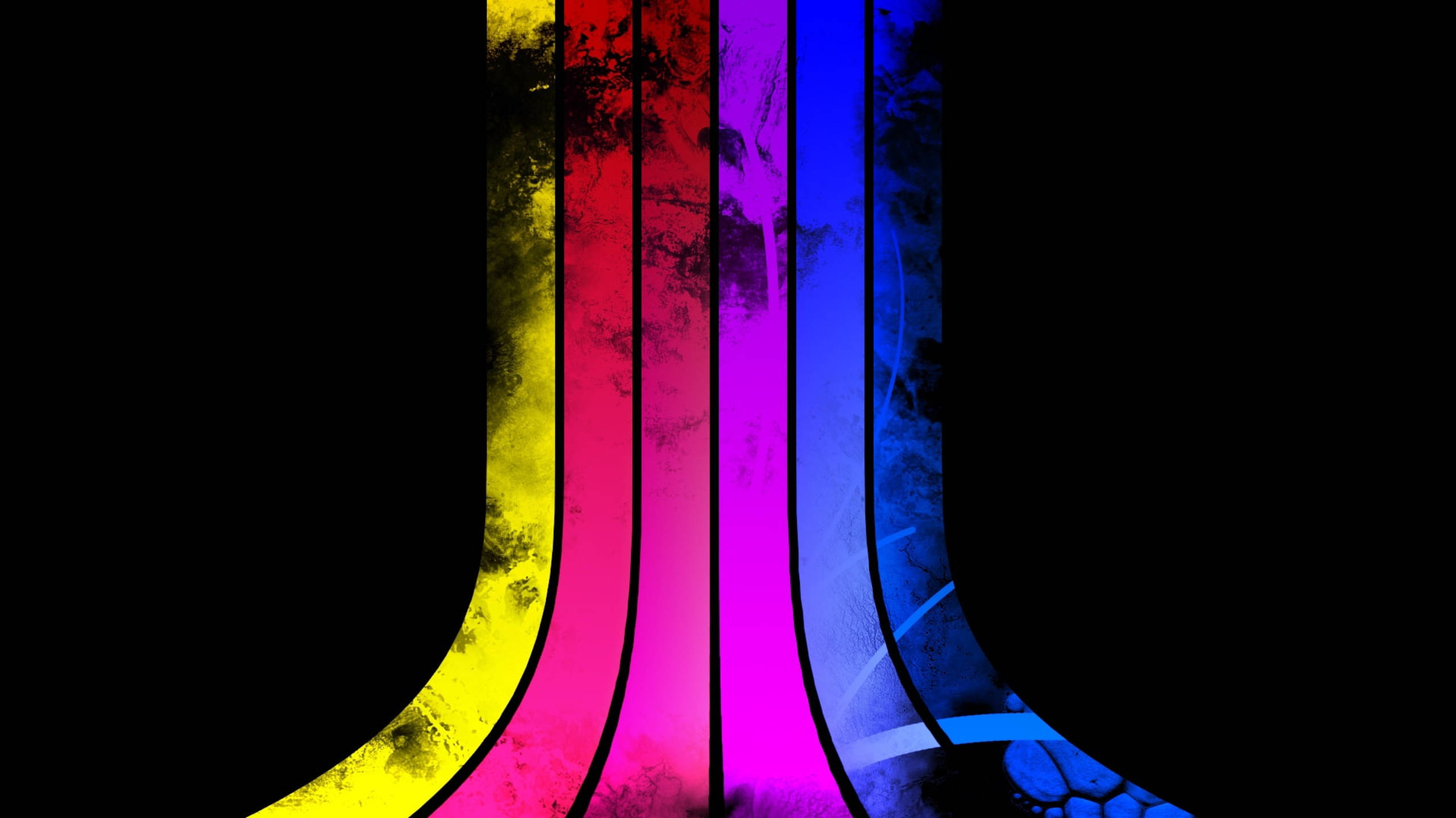 flowing spectrum stripes, yellow, pink, 2K Desktop Wallpaper