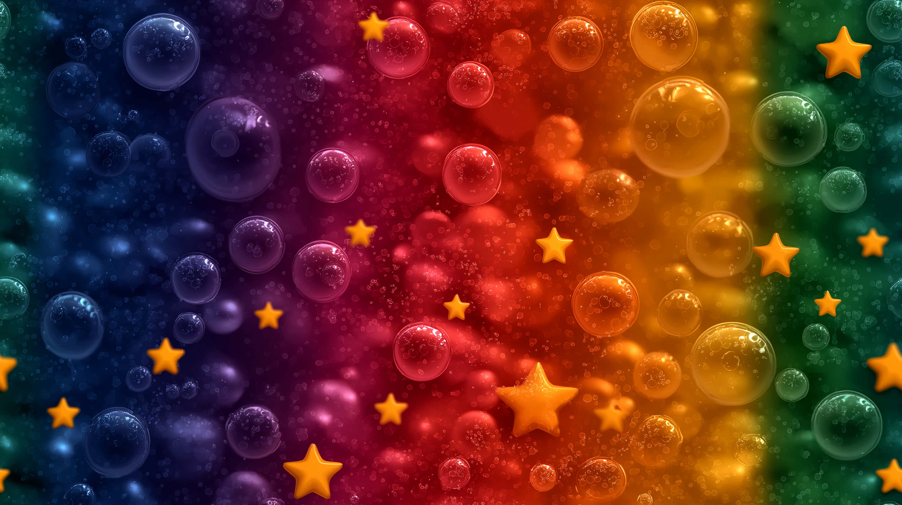 bubbly spectrum, rainbow gradient, translucent bubbles, 2K Desktop Wallpaper