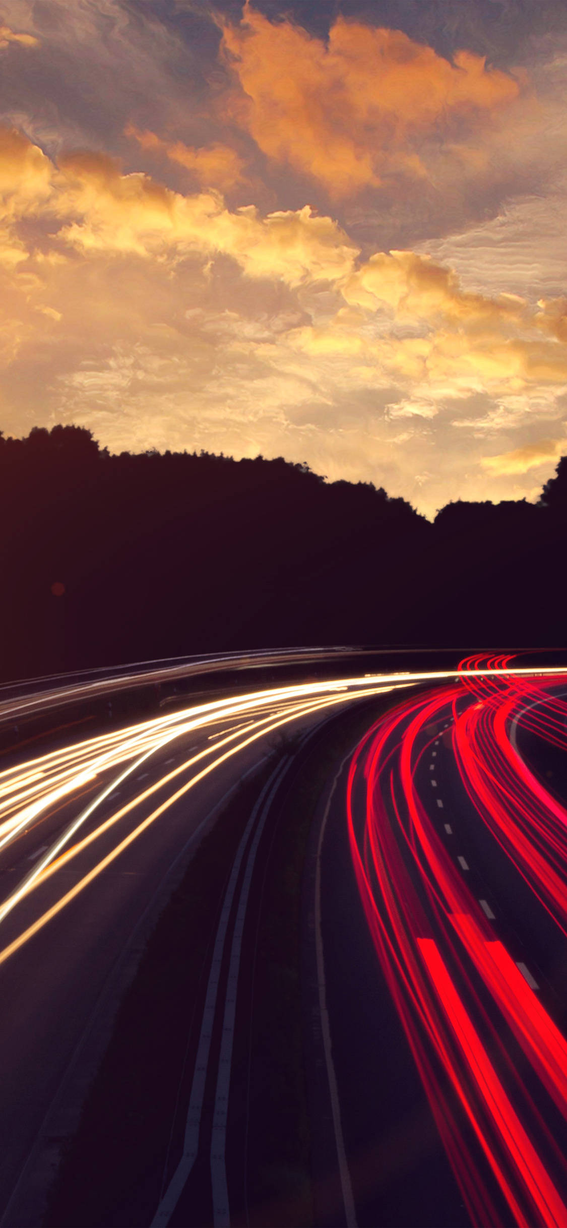 iPhone, long exposure, glowing red and white light trails, Full HD Phone Wallpaper