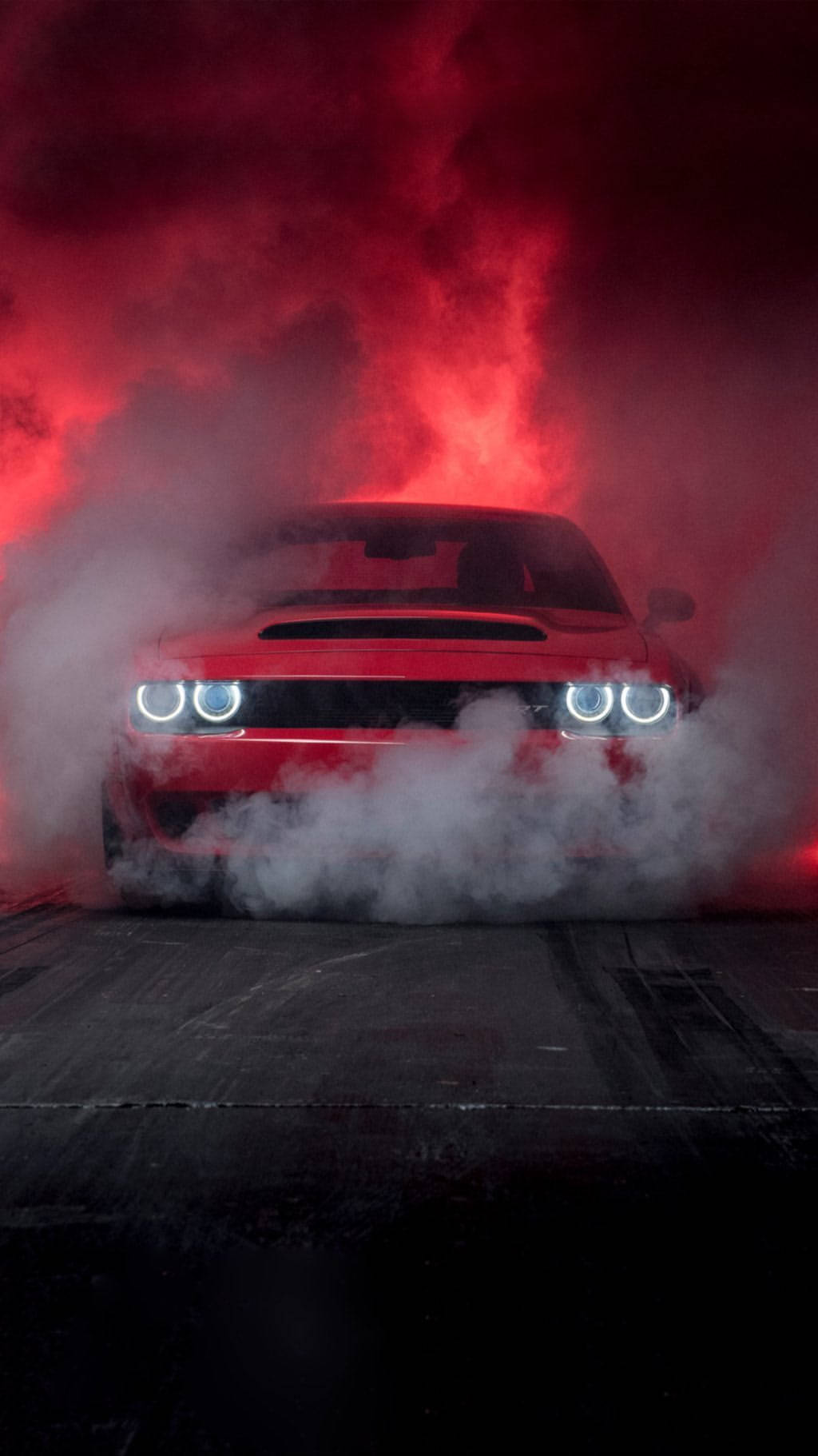 red muscle car, burnout, dark track, HD Phone Wallpaper