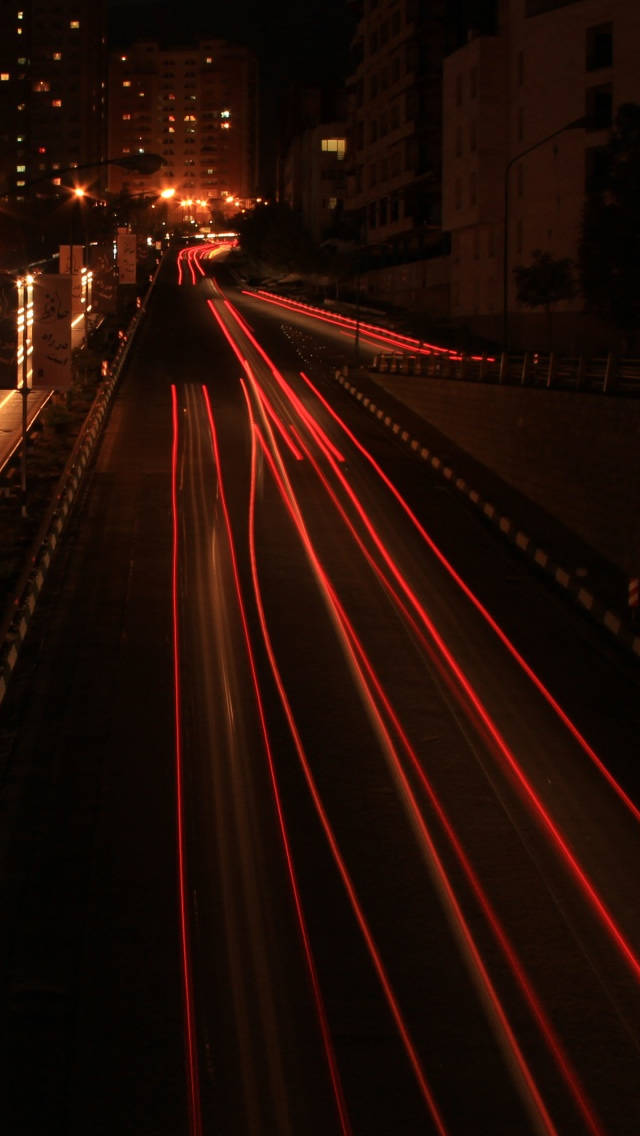 red lights, car taillights, dark urban highway, SD Phone Wallpaper