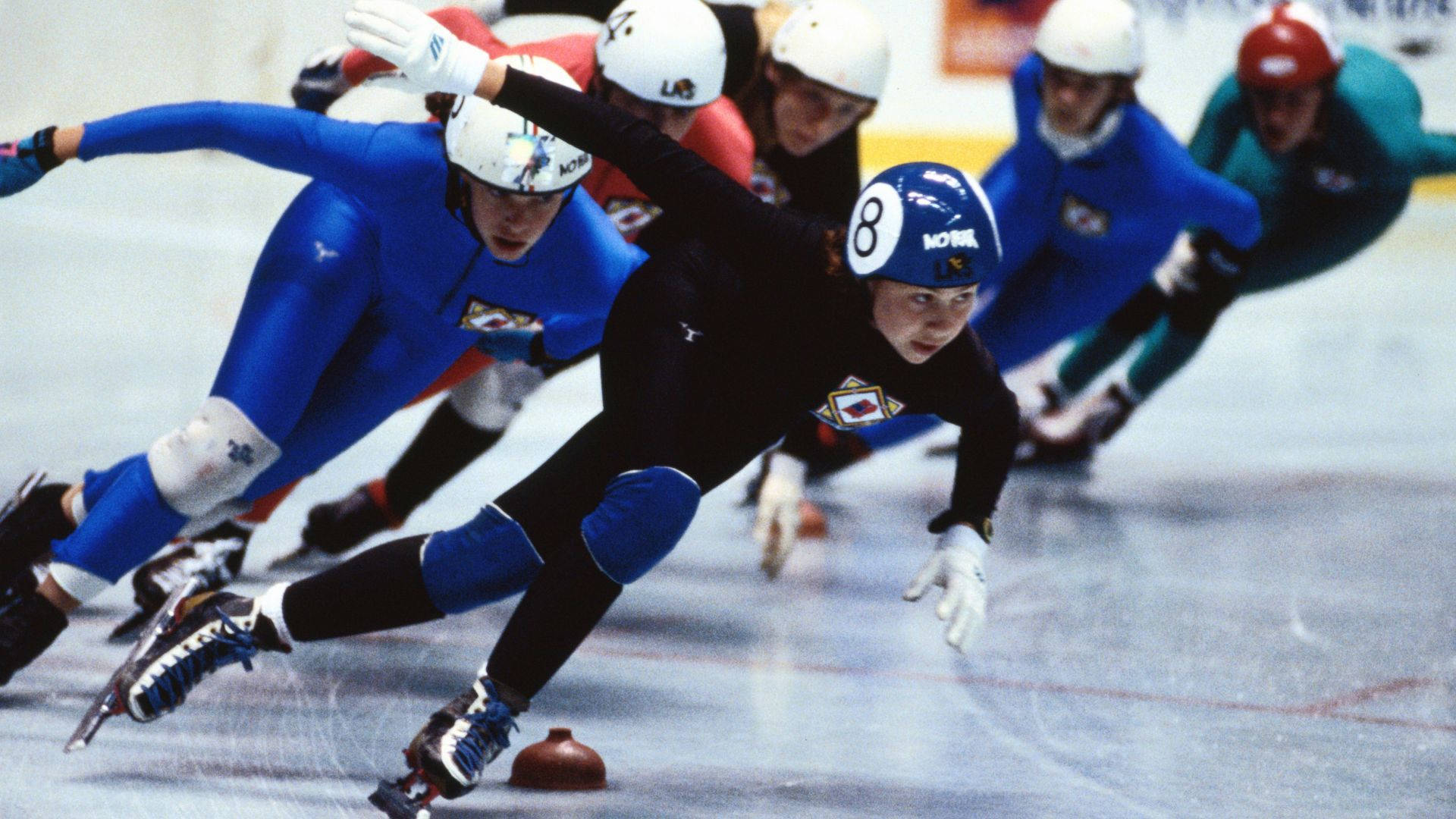 women speed skating, short track speed skaters, ice rink, Full HD Desktop Wallpaper
