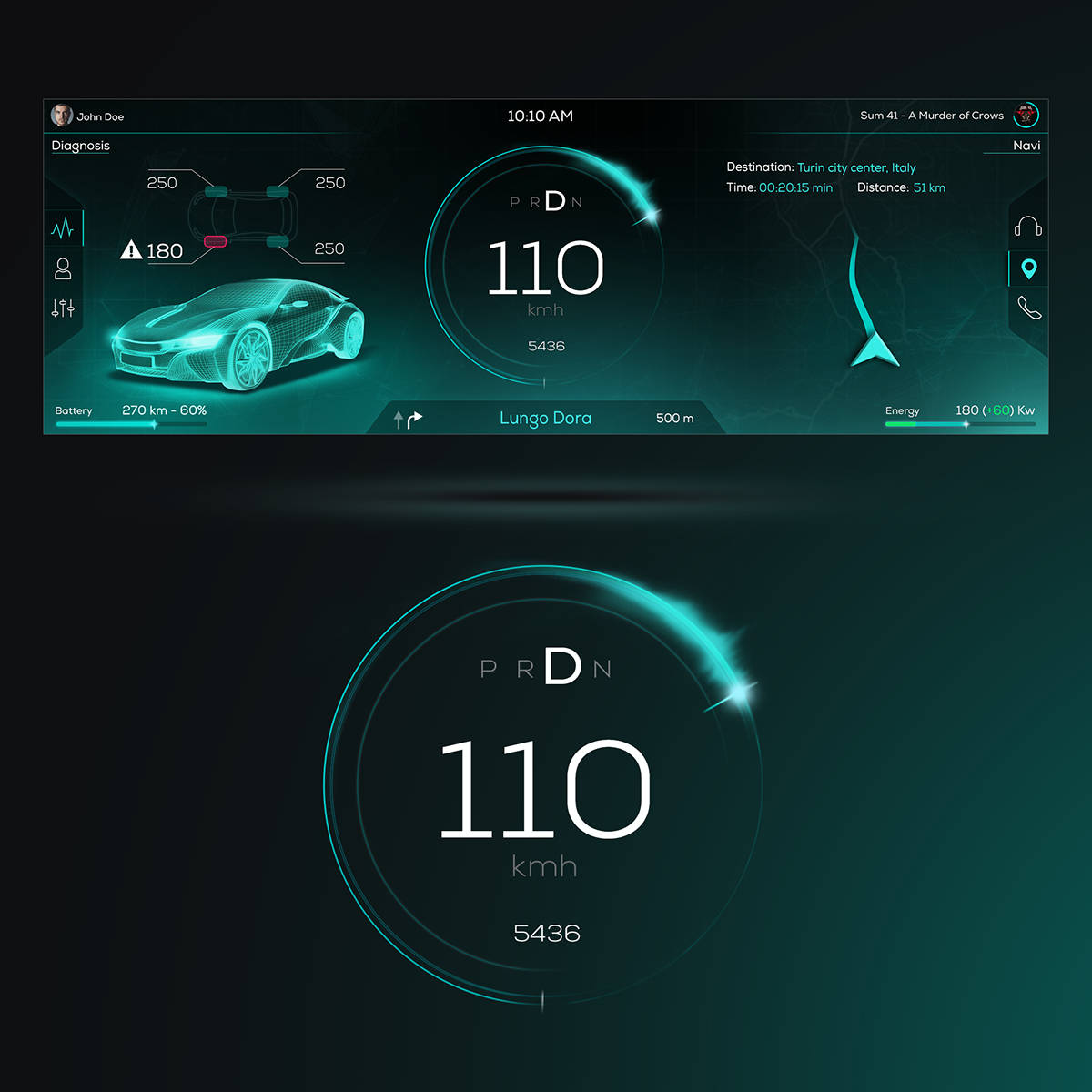 Speedtest Green Art, glowing teal HUD, futuristic car dashboard, SD Desktop Wallpaper