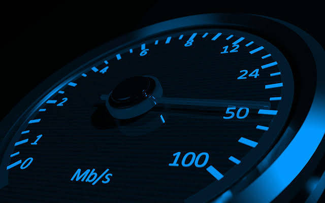 glowing blue, digital speedometer, 50 Mb/s, SD Desktop Wallpaper