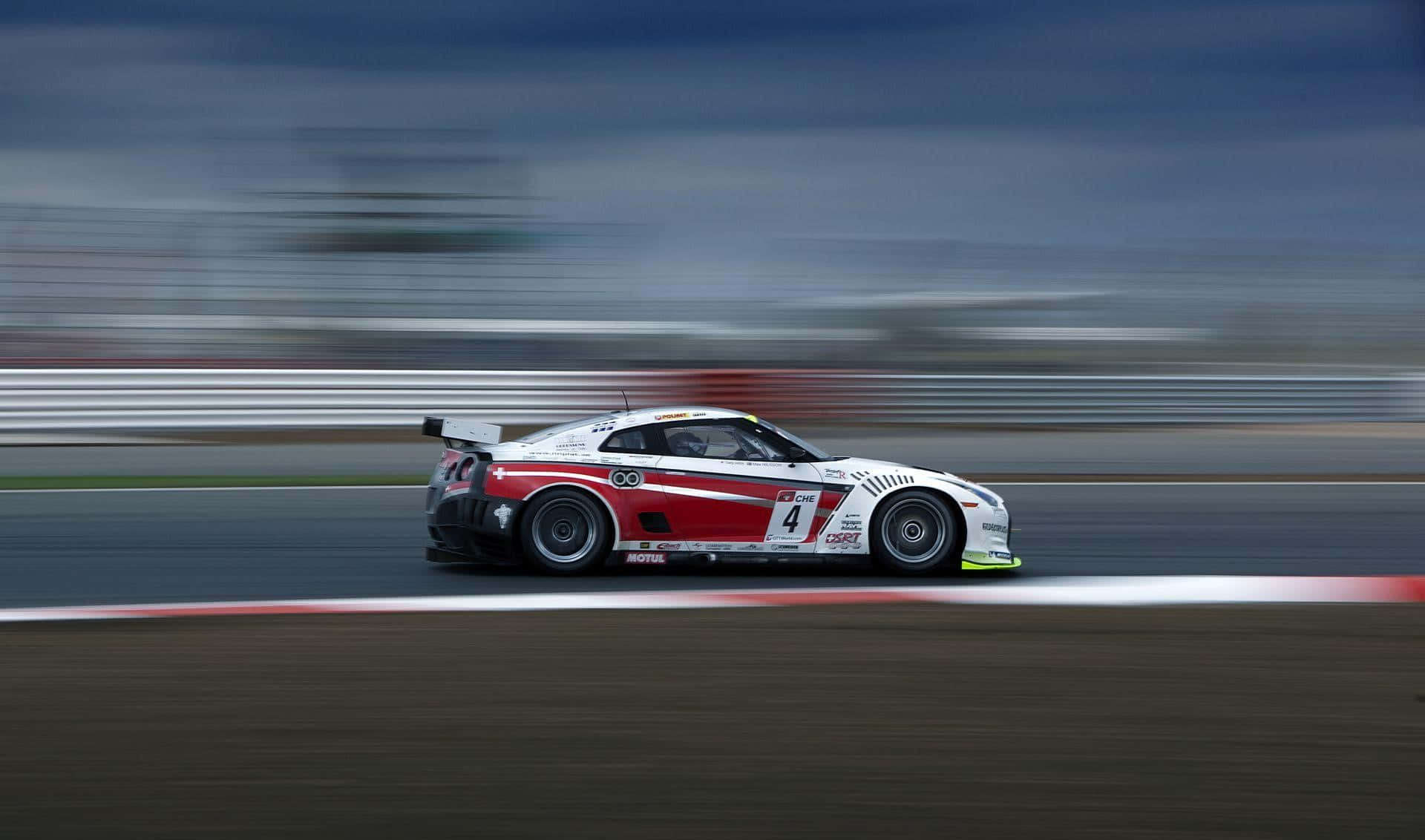 racing car, red and white, track, Full HD Desktop Wallpaper
