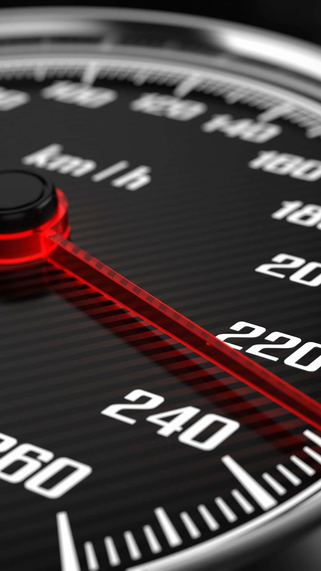 speedometer, sleek black car, glowing red needle, Full HD Phone Wallpaper