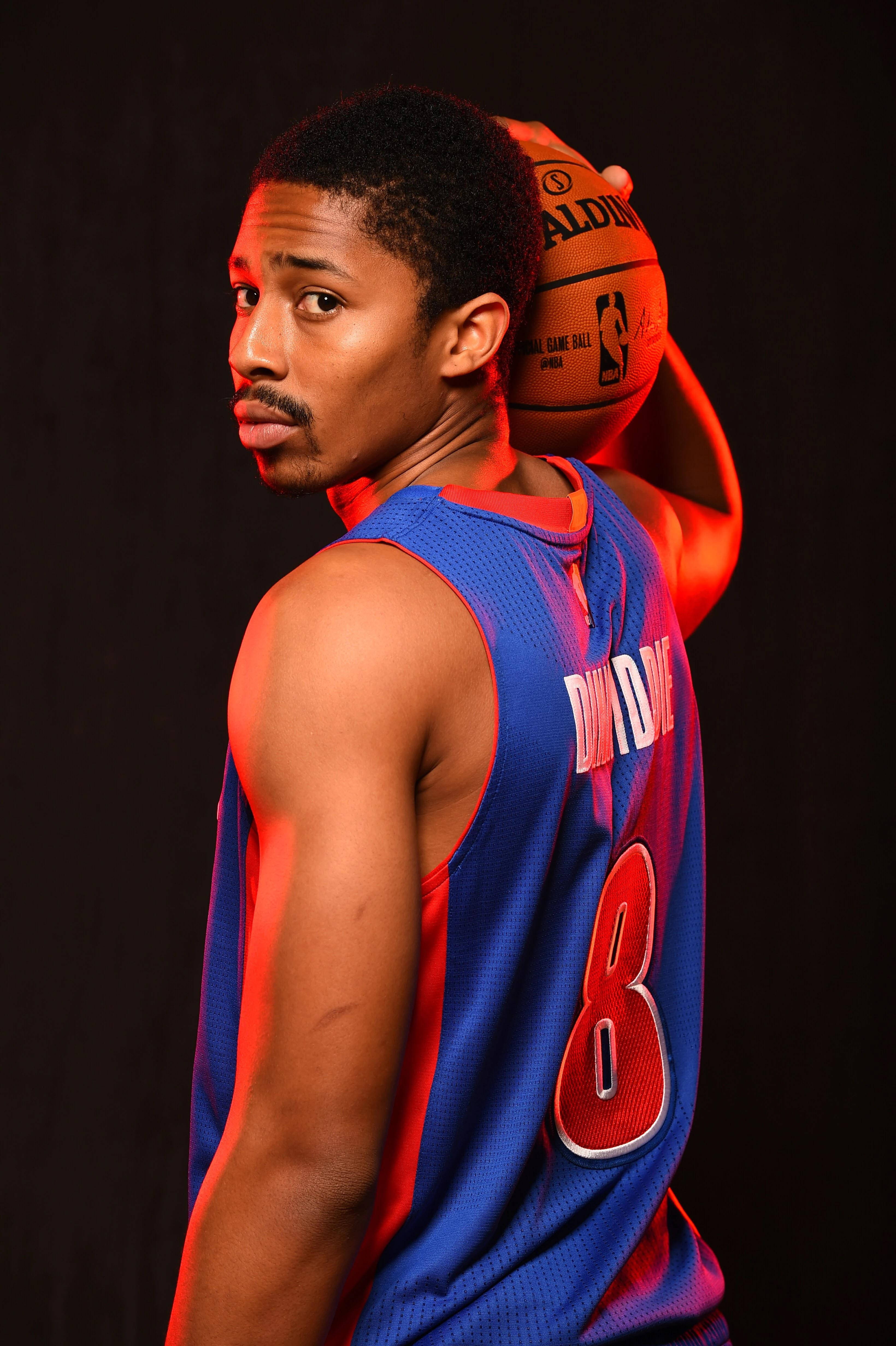 Spencer Dinwiddie, blue and red jersey, basketball player, 4K Phone Wallpaper