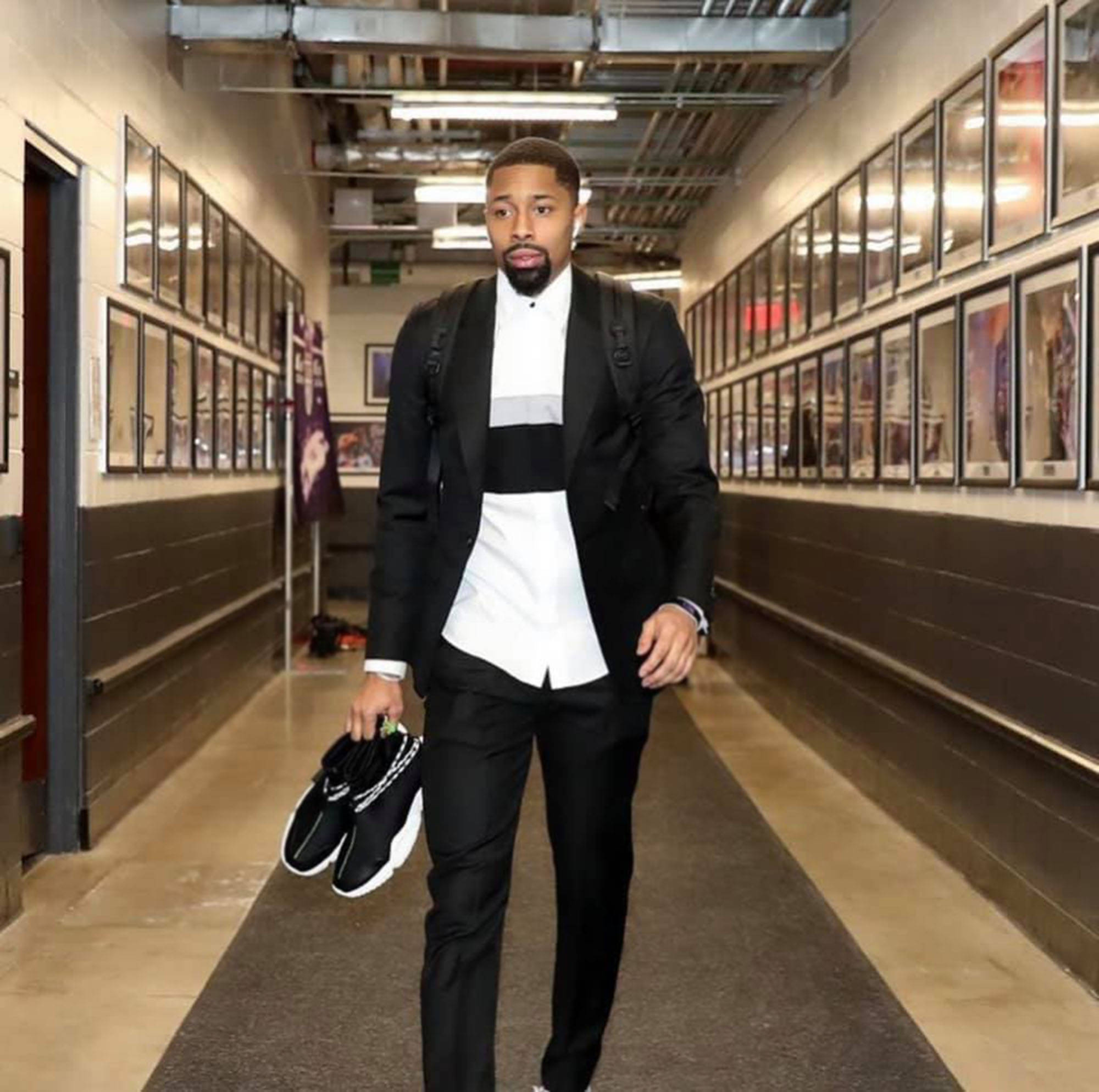 Spencer Dinwiddie, black suit, white shirt, Full HD Desktop Wallpaper