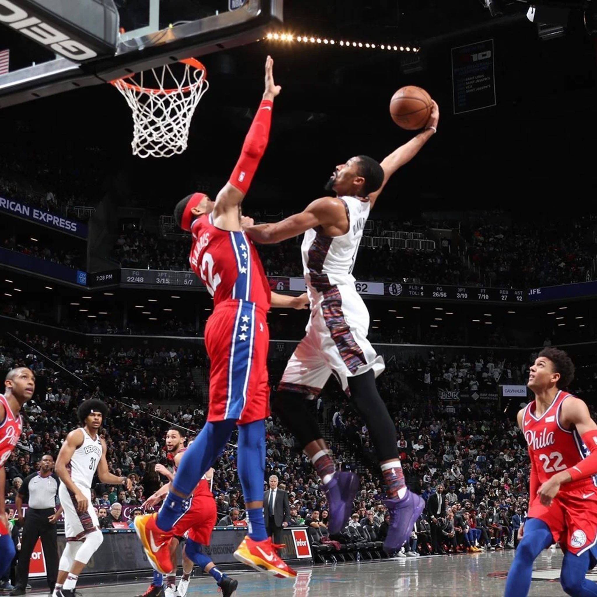 Spencer Dinwiddie, dunk shot, white, Full HD Desktop Wallpaper