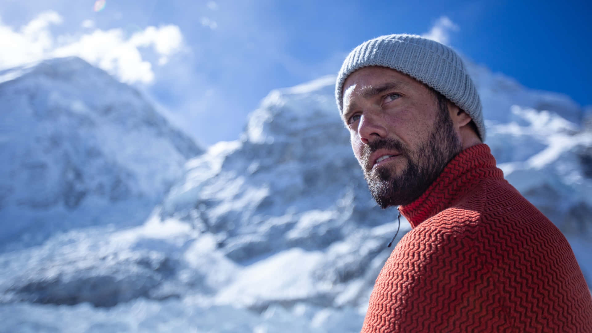 Spencer Matthews, red sweater, gray beanie, Full HD Desktop Wallpaper