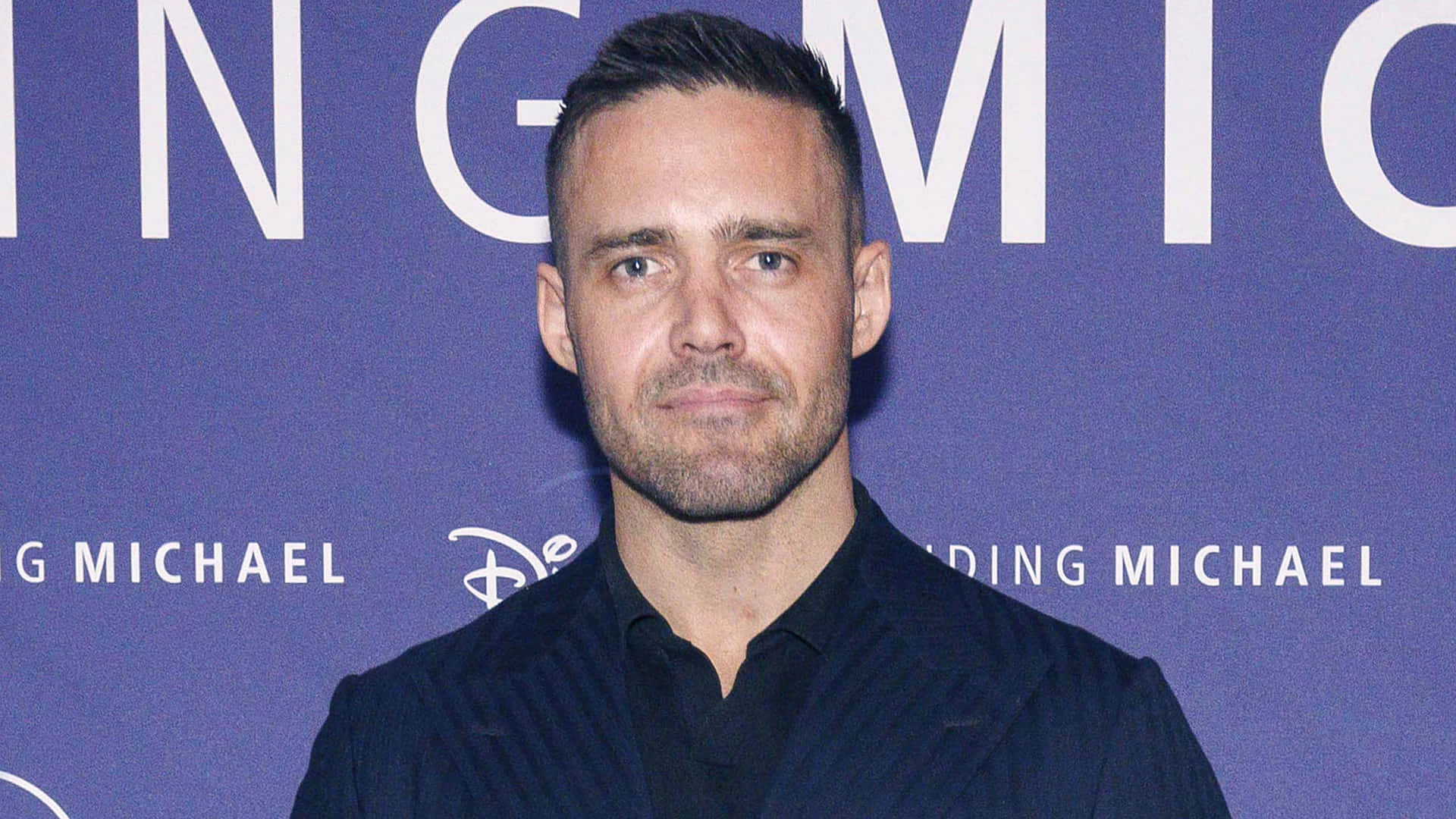 Spencer Matthews, dark pinstripe suit, purple backdrop, Full HD Desktop Wallpaper