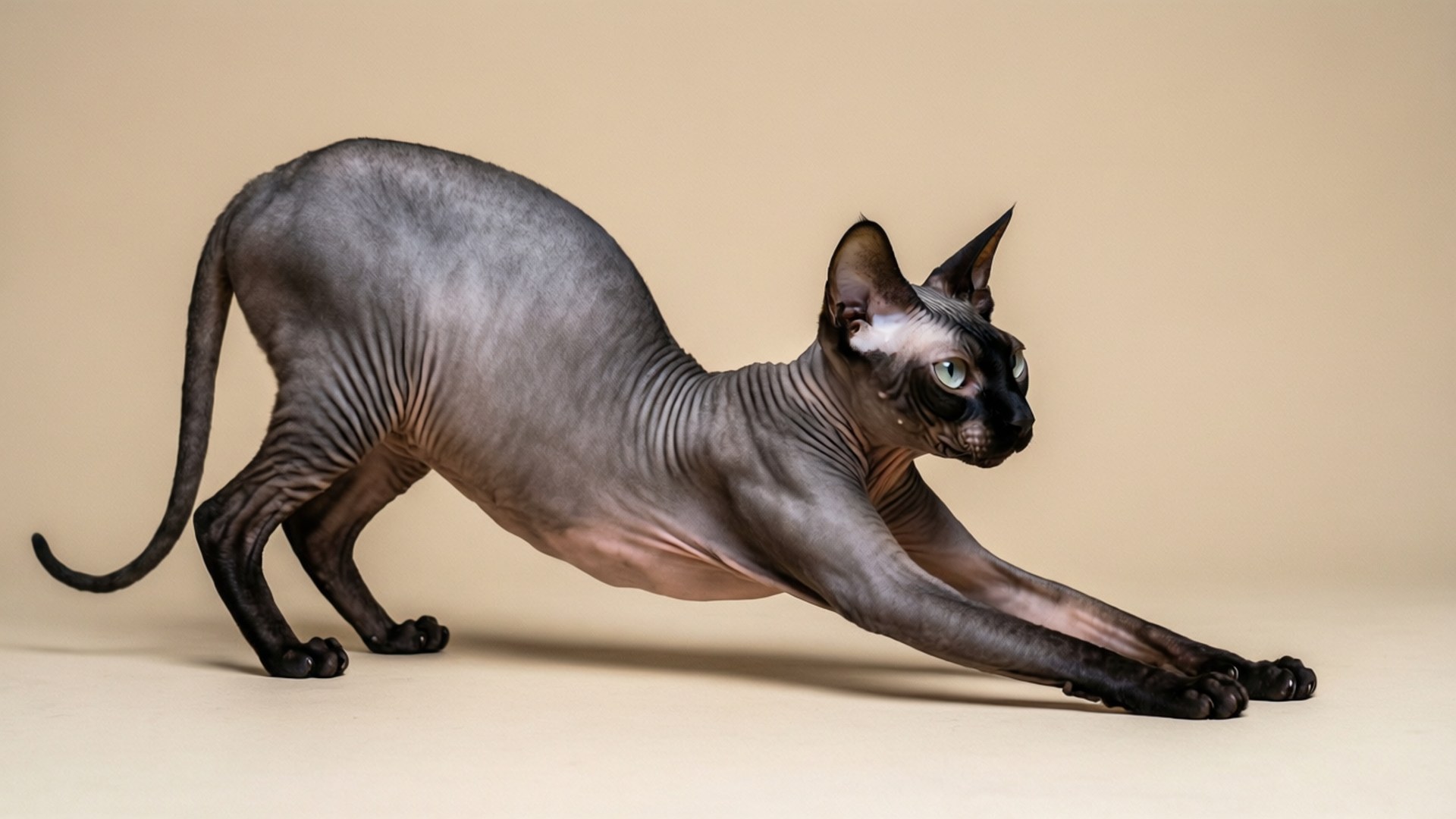 Sphynx, minimalist beige background, modern monochrome style, Full HD Desktop Wallpaper