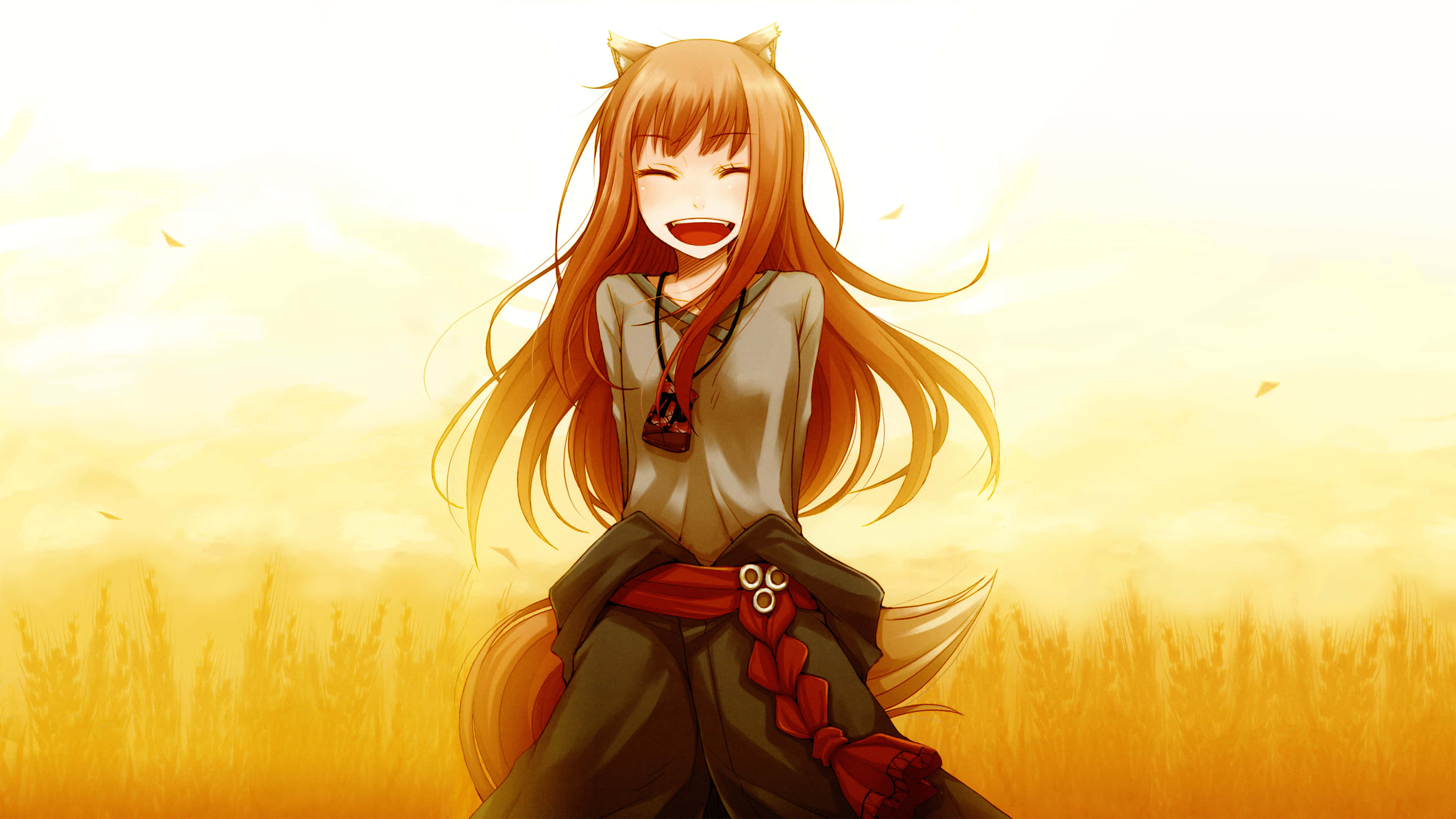 Spice And Wolf, fox ears, tail, 4K Desktop Wallpaper