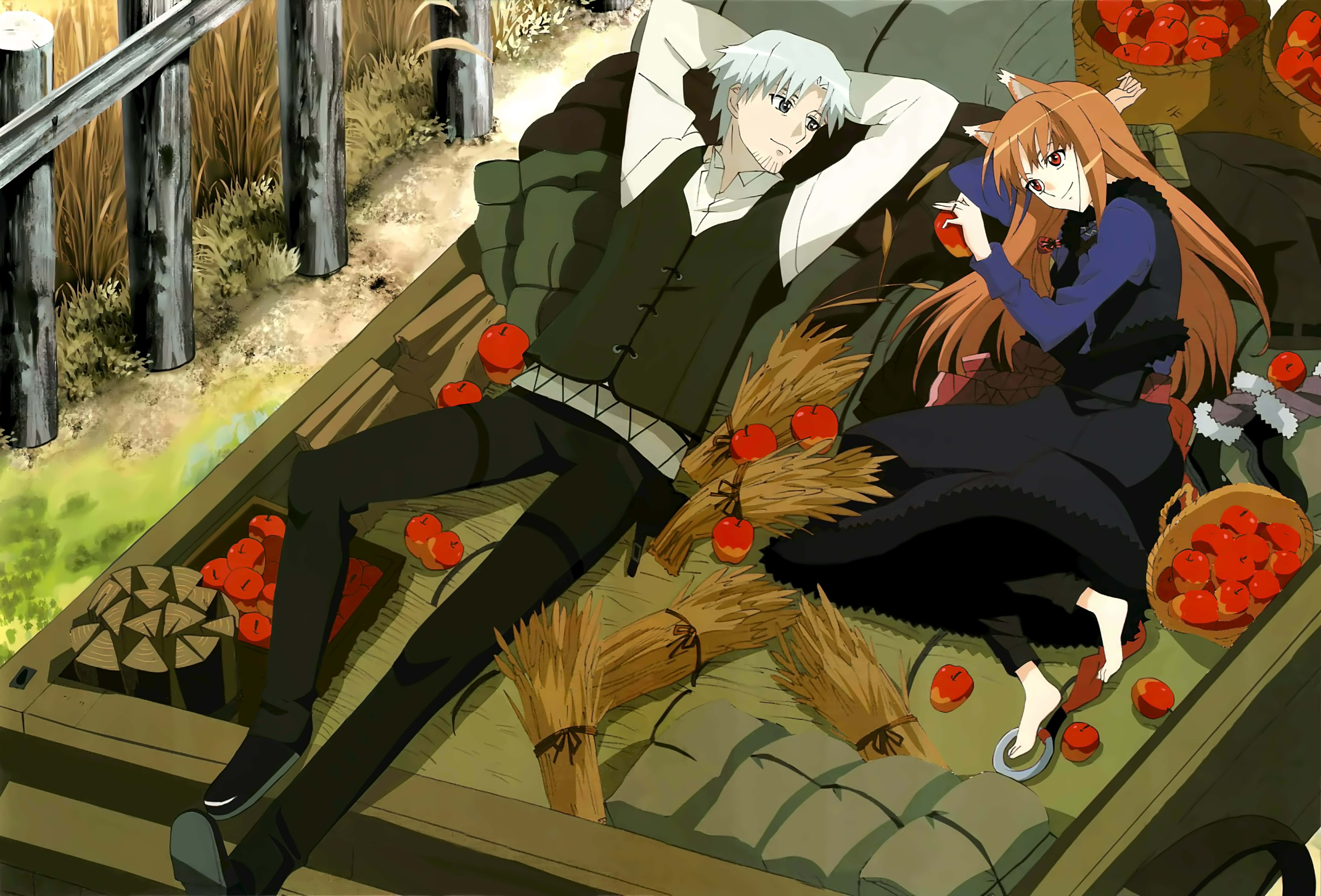 Spice And Wolf, Wolf, apples, 5K Desktop Wallpaper
