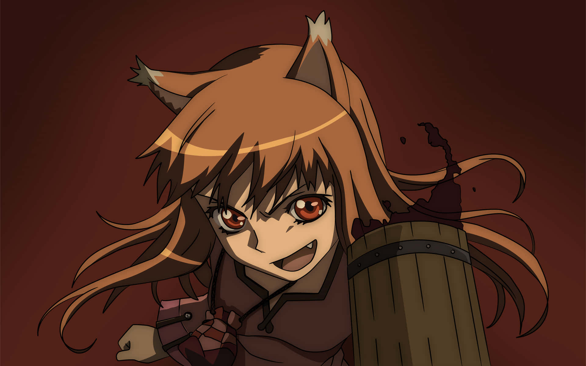 Spice And Wolf, fox ears, red eyes, Full HD Desktop Wallpaper