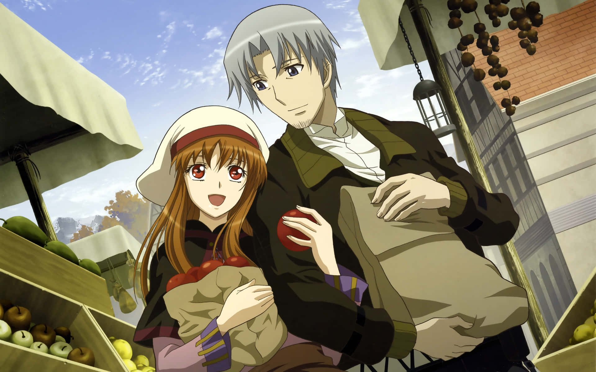 Spice And Wolf, market stall, fresh produce, Full HD Desktop Wallpaper