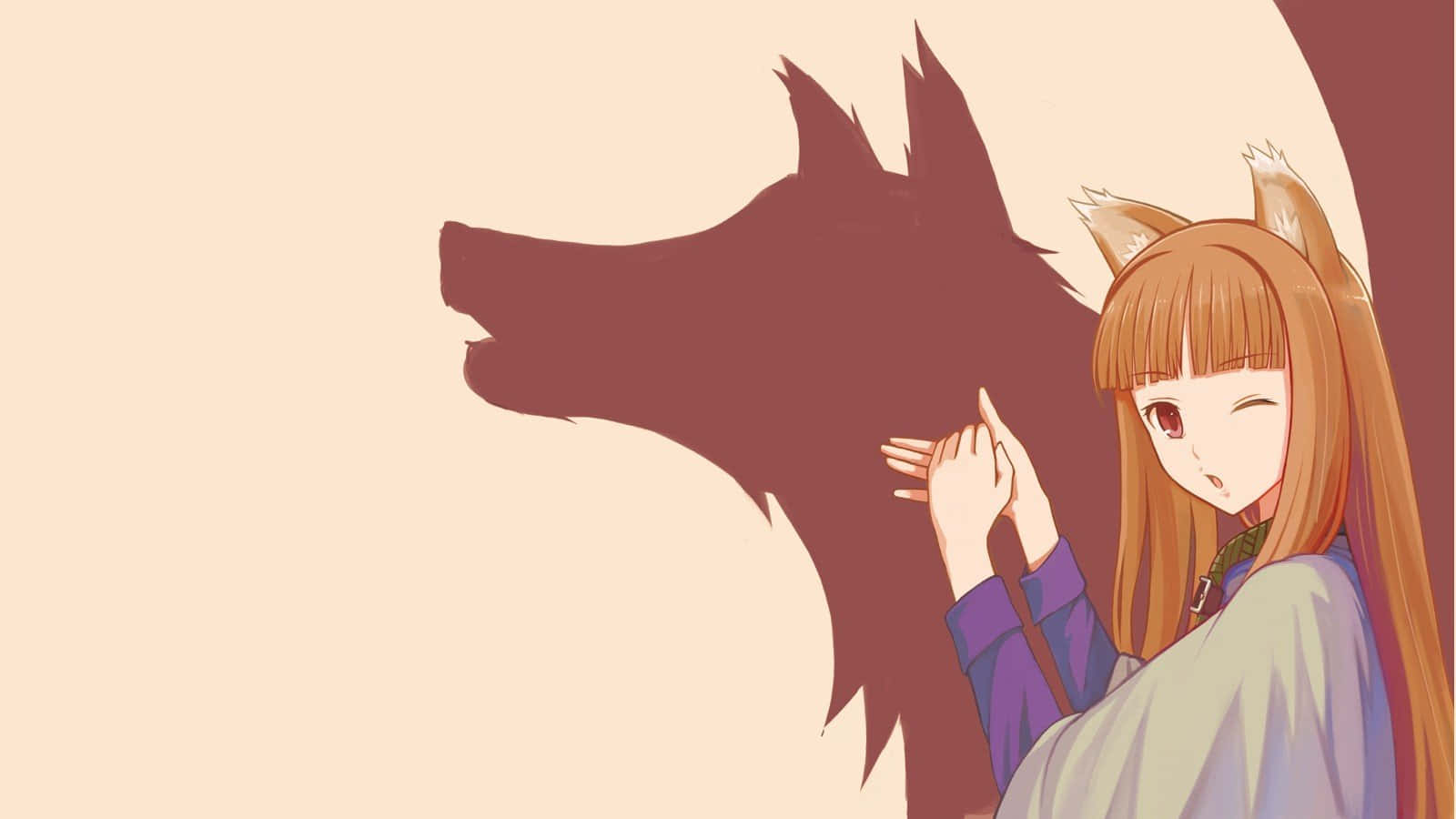 Spice And Wolf, fox ears, wolf silhouette, HD Desktop Wallpaper