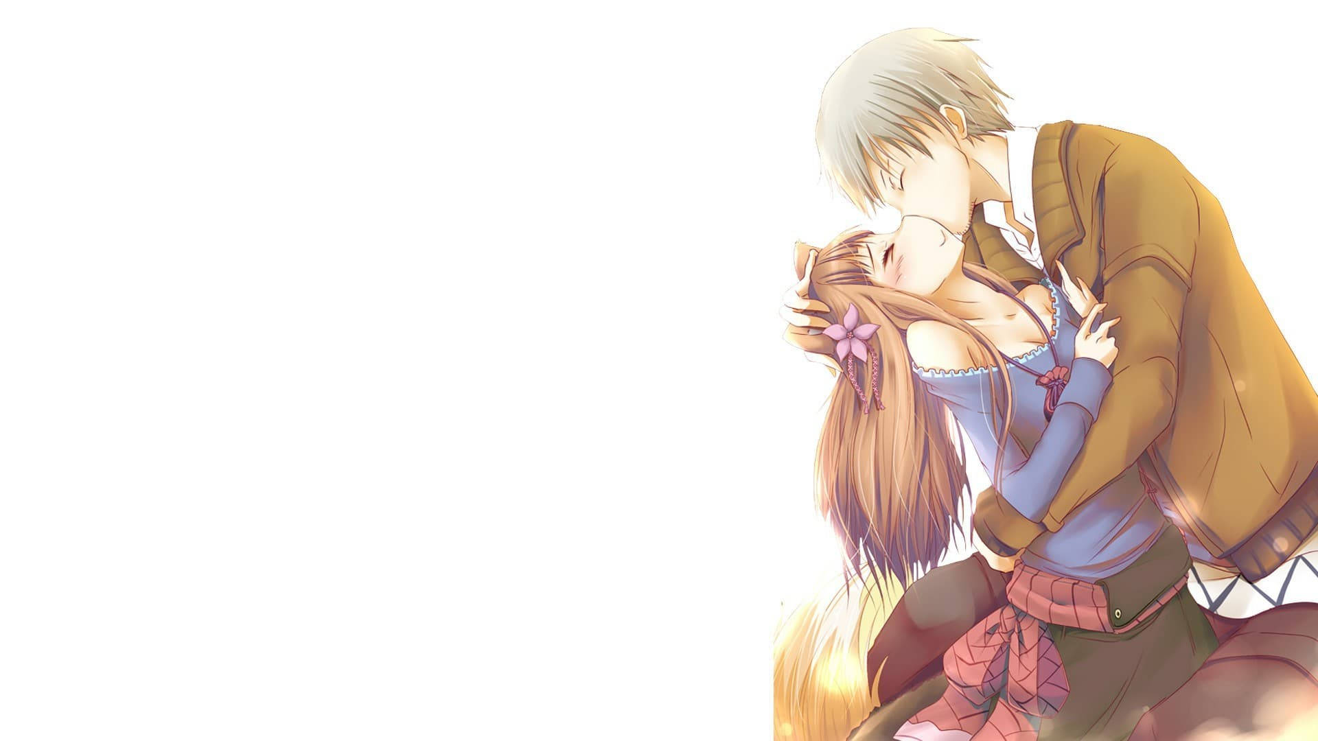 Spice And Wolf, kiss, anime couple, Full HD Desktop Wallpaper