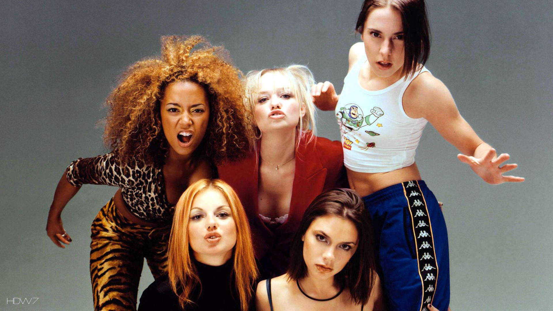 Spice Girls, 2000s fashion, gray studio backdrop, Full HD Desktop Wallpaper