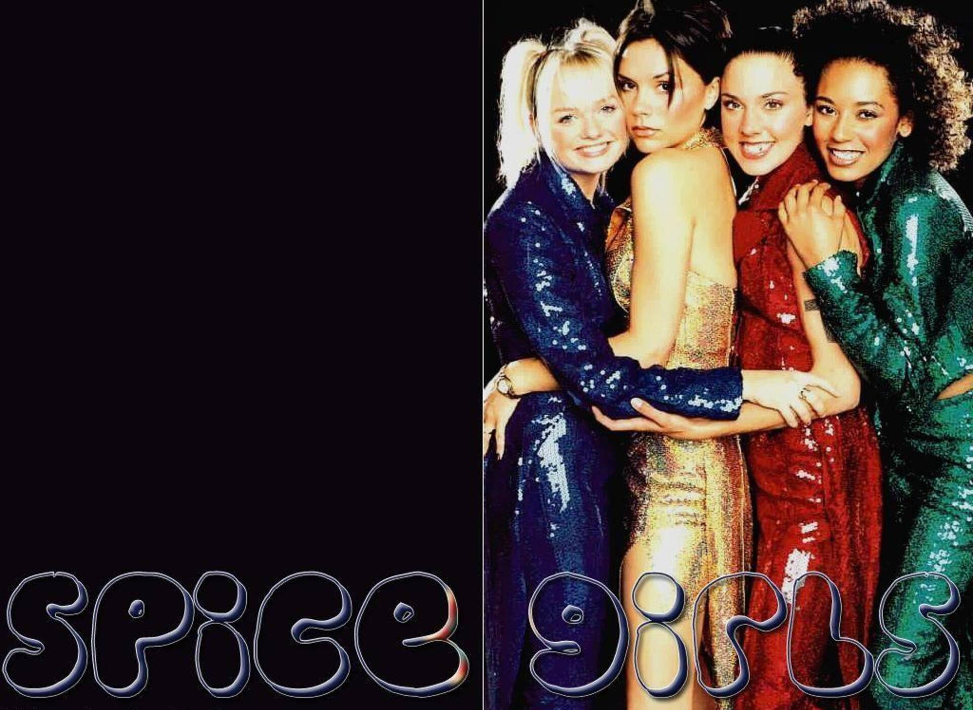 Spice Girls, sequined outfits, black background, Full HD Desktop Wallpaper