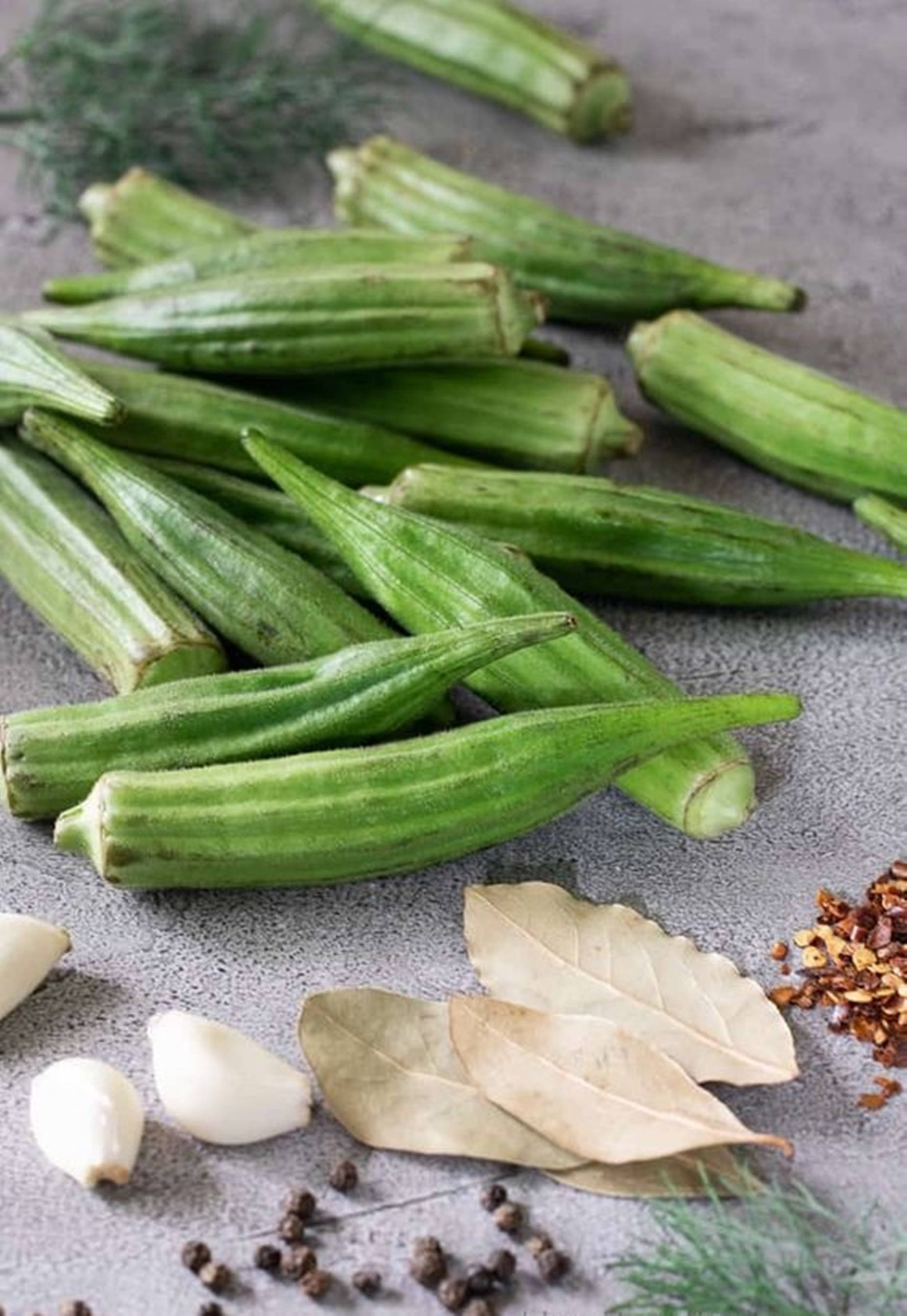 okra, herbs, spices, 2K Phone Wallpaper