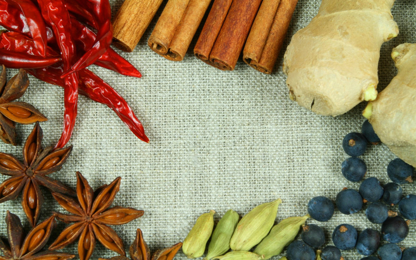 vibrant red chilies, cinnamon sticks, star anise, HD Desktop Wallpaper