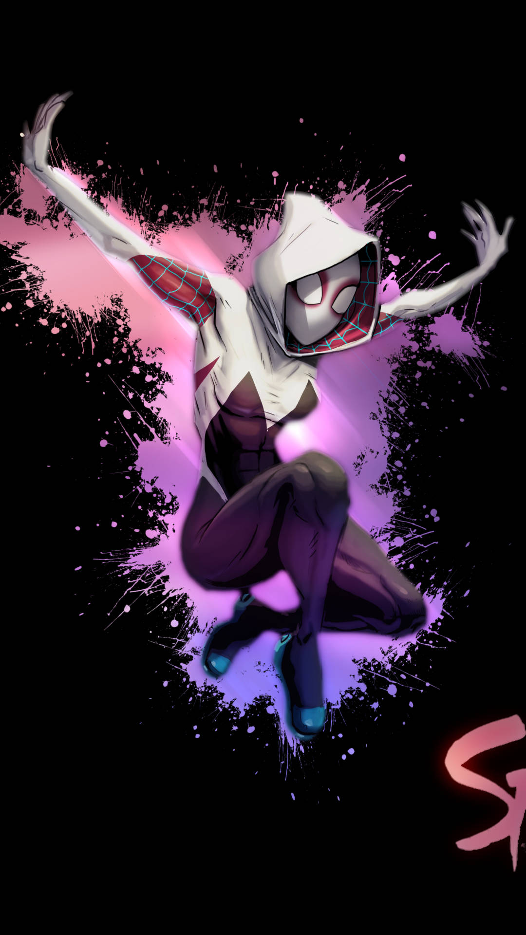 Spider Gwen, pink, purple, Full HD Phone Wallpaper