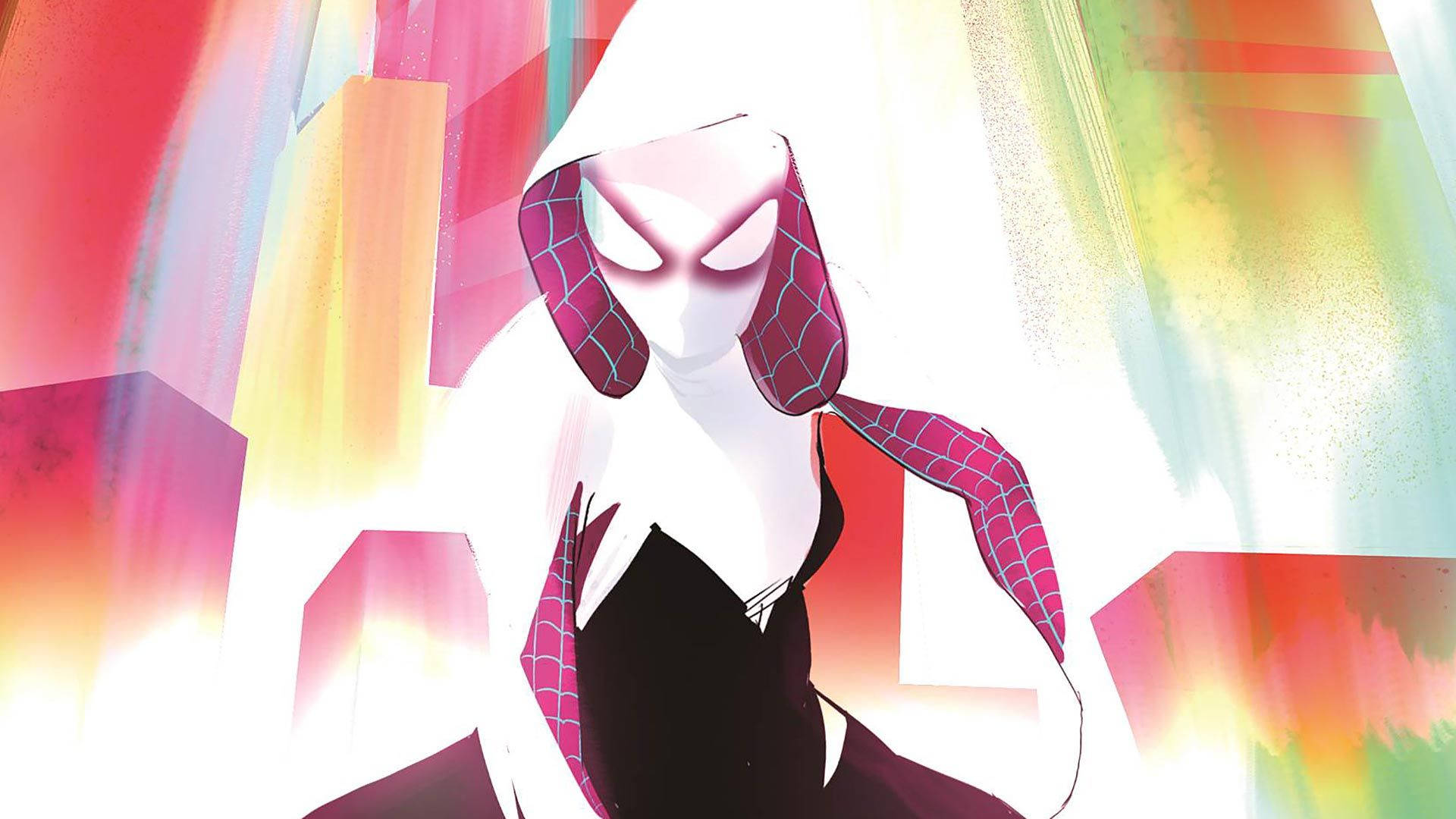 Spider-Gwen, abstract light, geometric shapes, Full HD Desktop Wallpaper