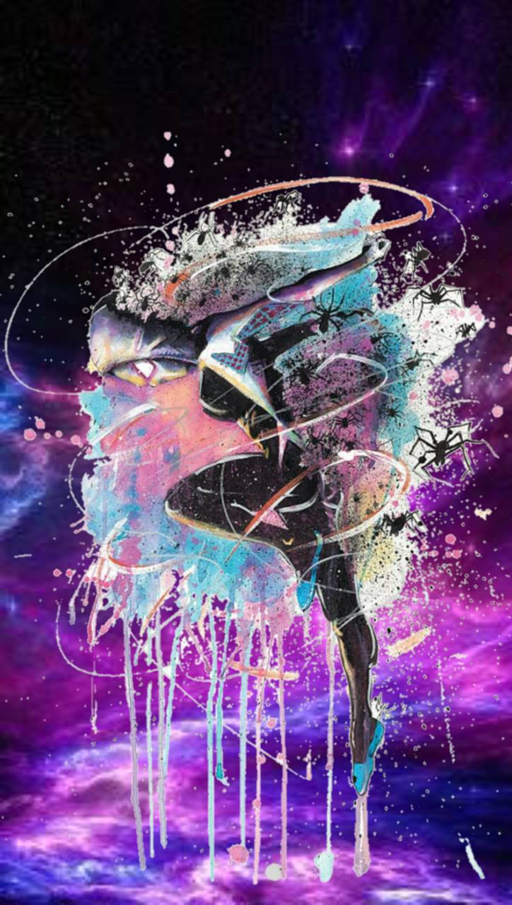 Spider Gwen, purple galaxy art, glowing eyes, HD Phone Wallpaper