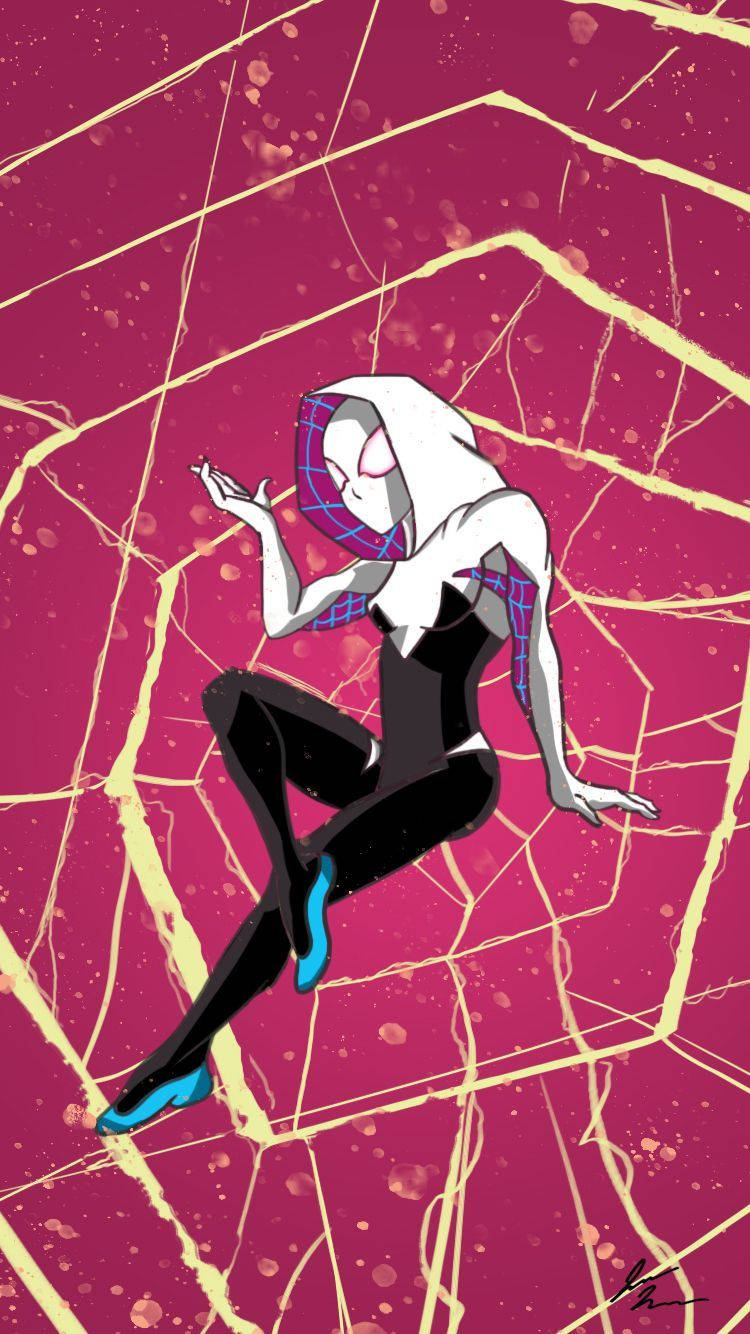 Spider Gwen, black and white suit, blue accents, HD Phone Wallpaper