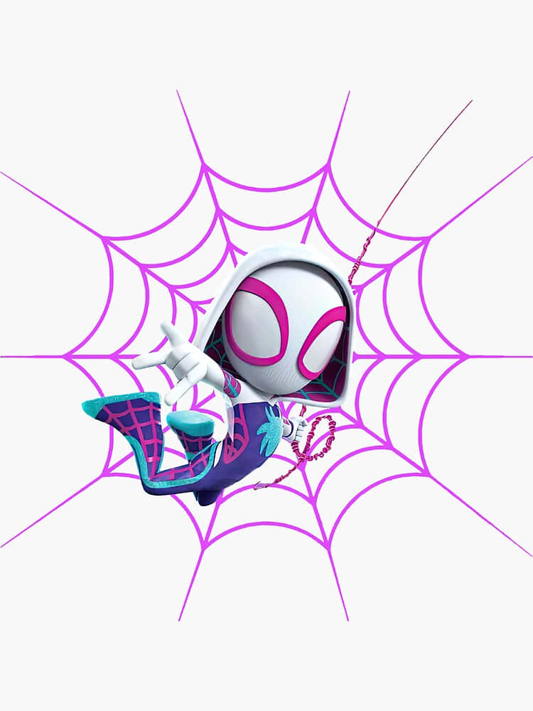 Spider Gwen, white and purple suit, glowing pink web, SD Phone Wallpaper