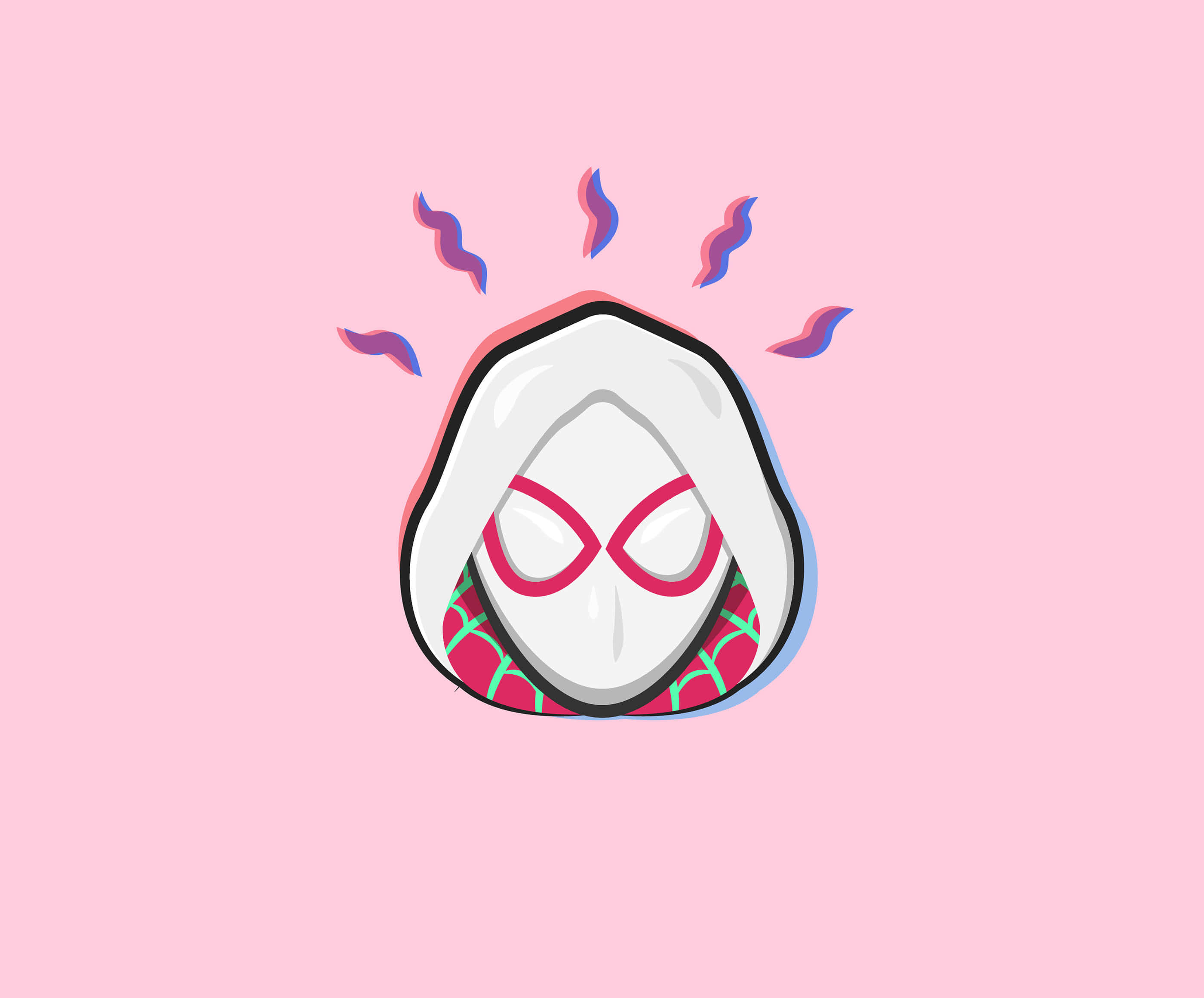 Spider Gwen, pink, teal, 2K Desktop Wallpaper