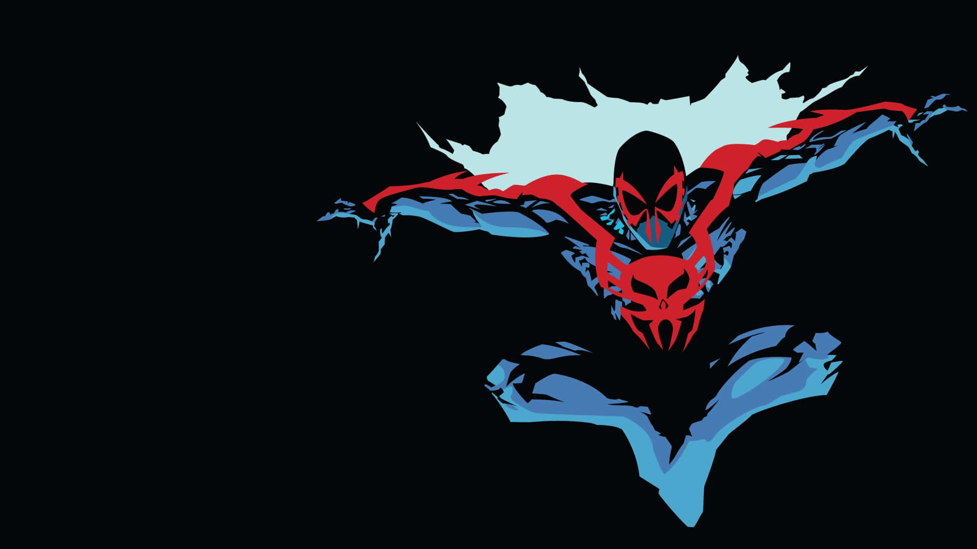 Spider-Man 2099, red and blue suit, glowing light burst, Full HD Desktop Wallpaper