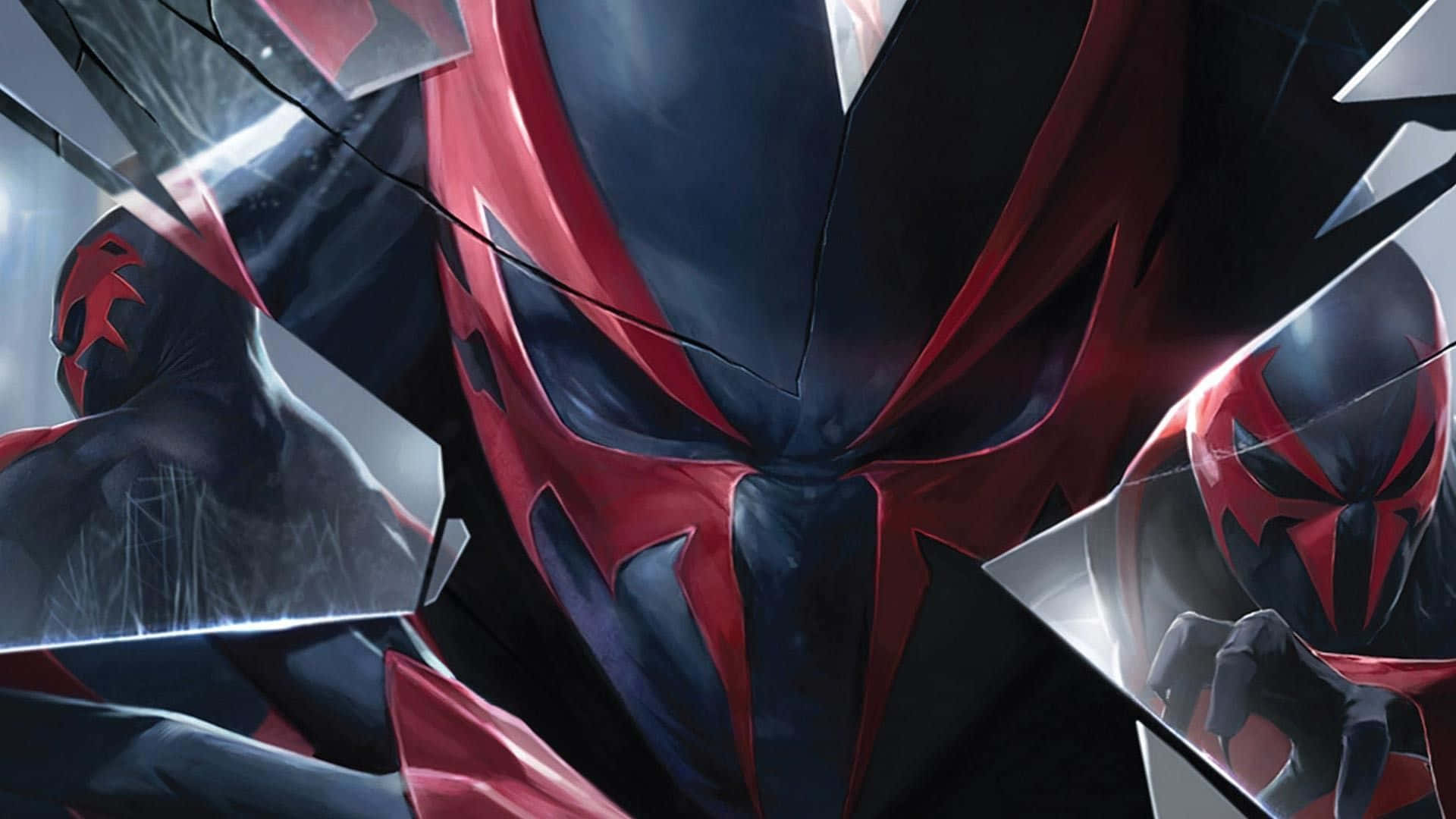 Spider-Man 2099, red and black, masked superhero, Full HD Desktop Wallpaper