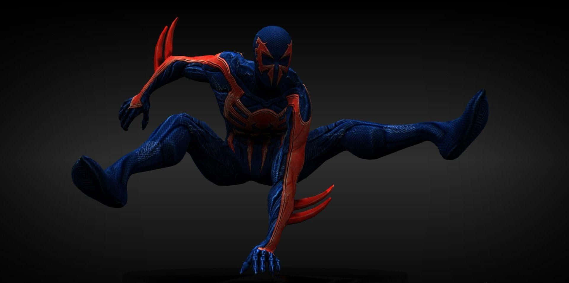 Spider Man 2099, blue and red suit, dark gradient background, Full HD Desktop Wallpaper