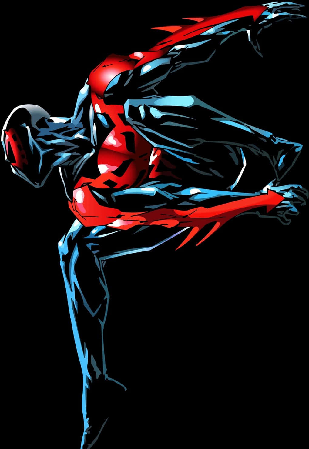 Spider-Man 2099, red and blue suit, anime-style, HD Phone Wallpaper